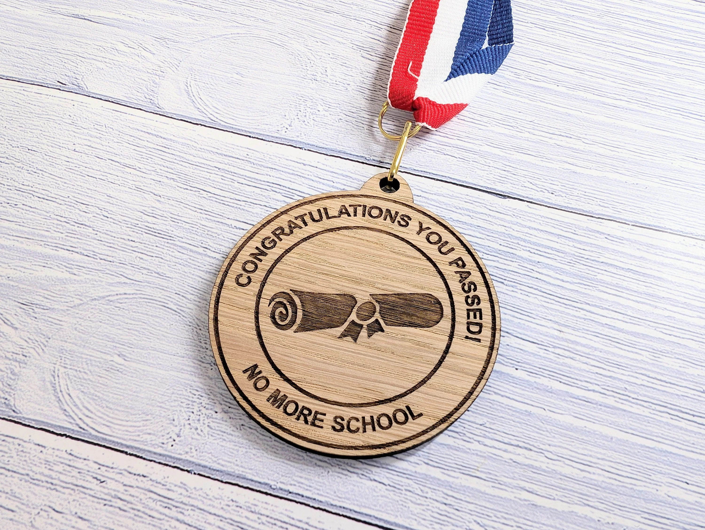 Congratulations You Passed - No More School Wooden Medal | Fun Graduation Gift | Eco-Friendly | Personalised Keepsake for Students - Image 6
