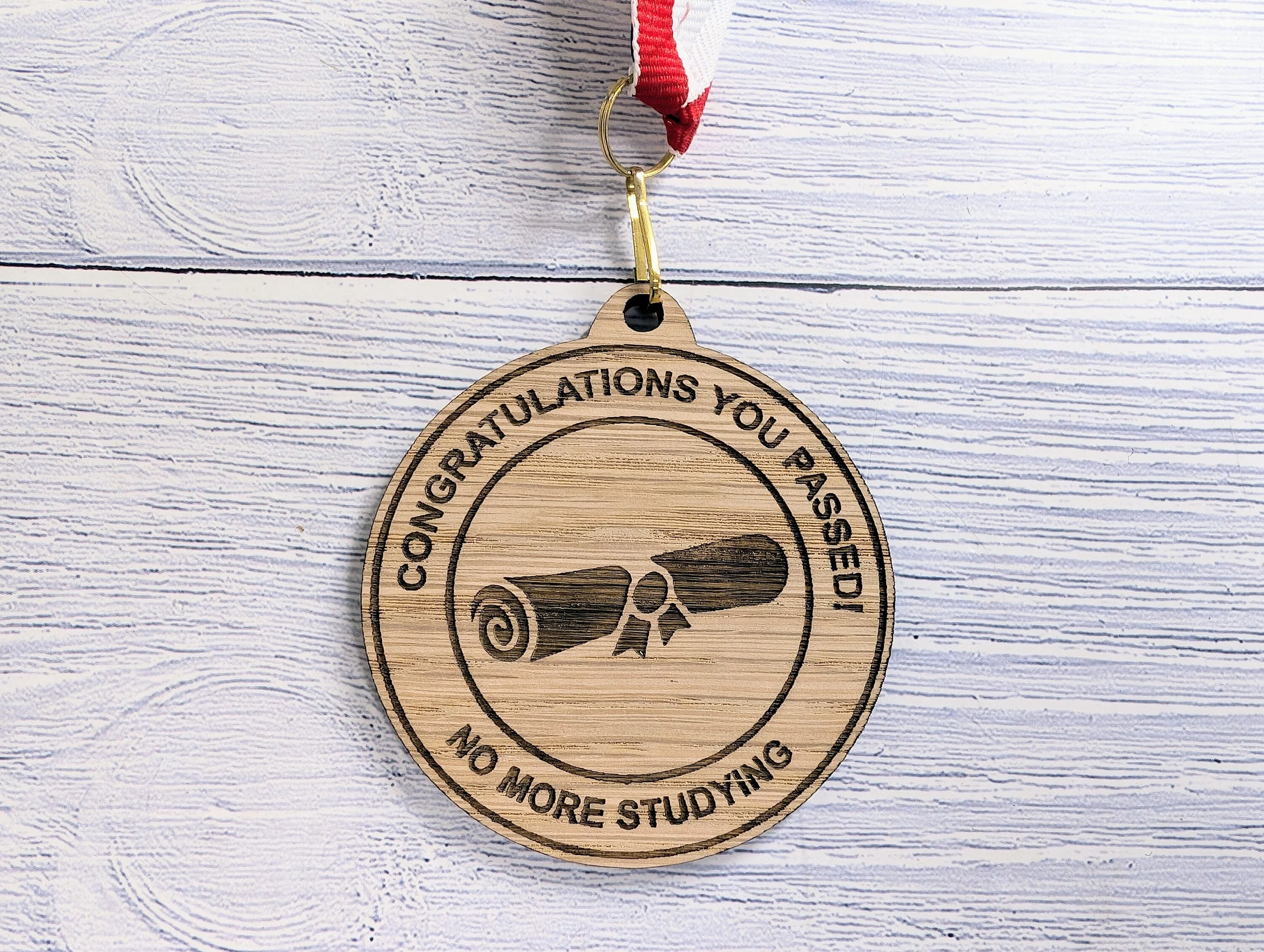 Congratulations You Passed - No More Studying Wooden Medal | Fun Exam Certificate Design - Image 6