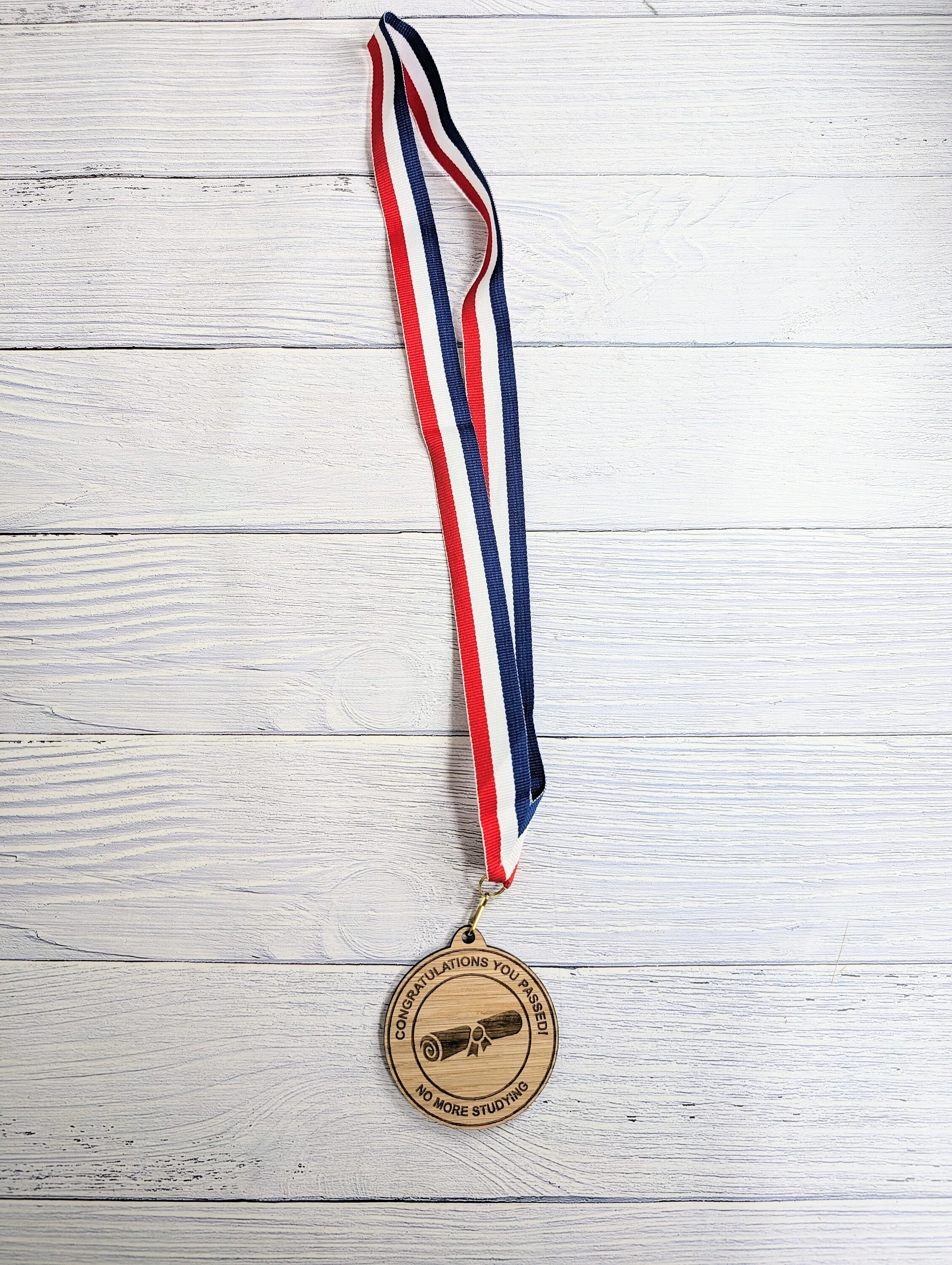 Congratulations You Passed - No More Studying Wooden Medal | Fun Exam Certificate Design - Image 7