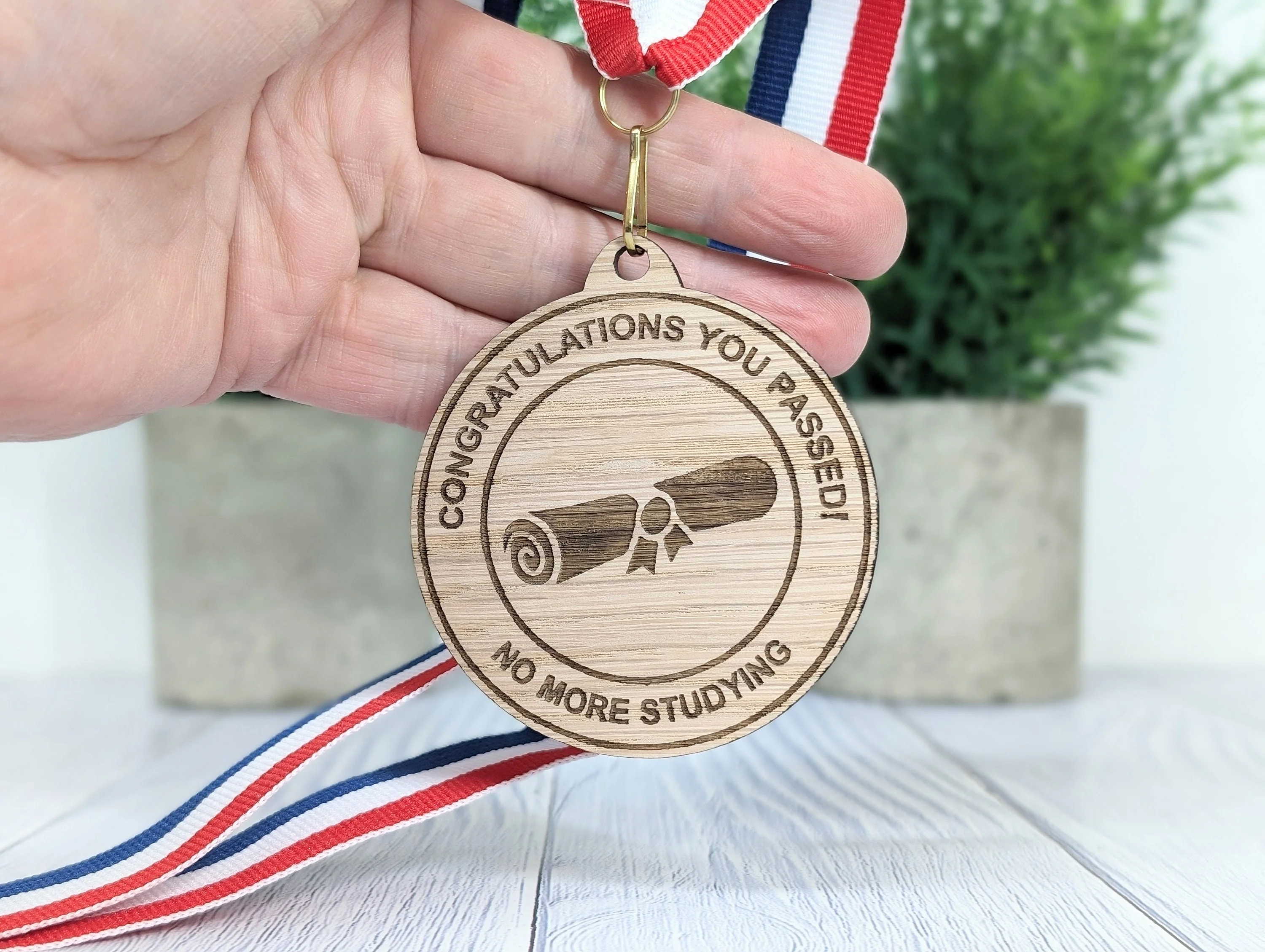 Congratulations You Passed - No More Studying Wooden Medal | Fun Exam Certificate Design - Image 9