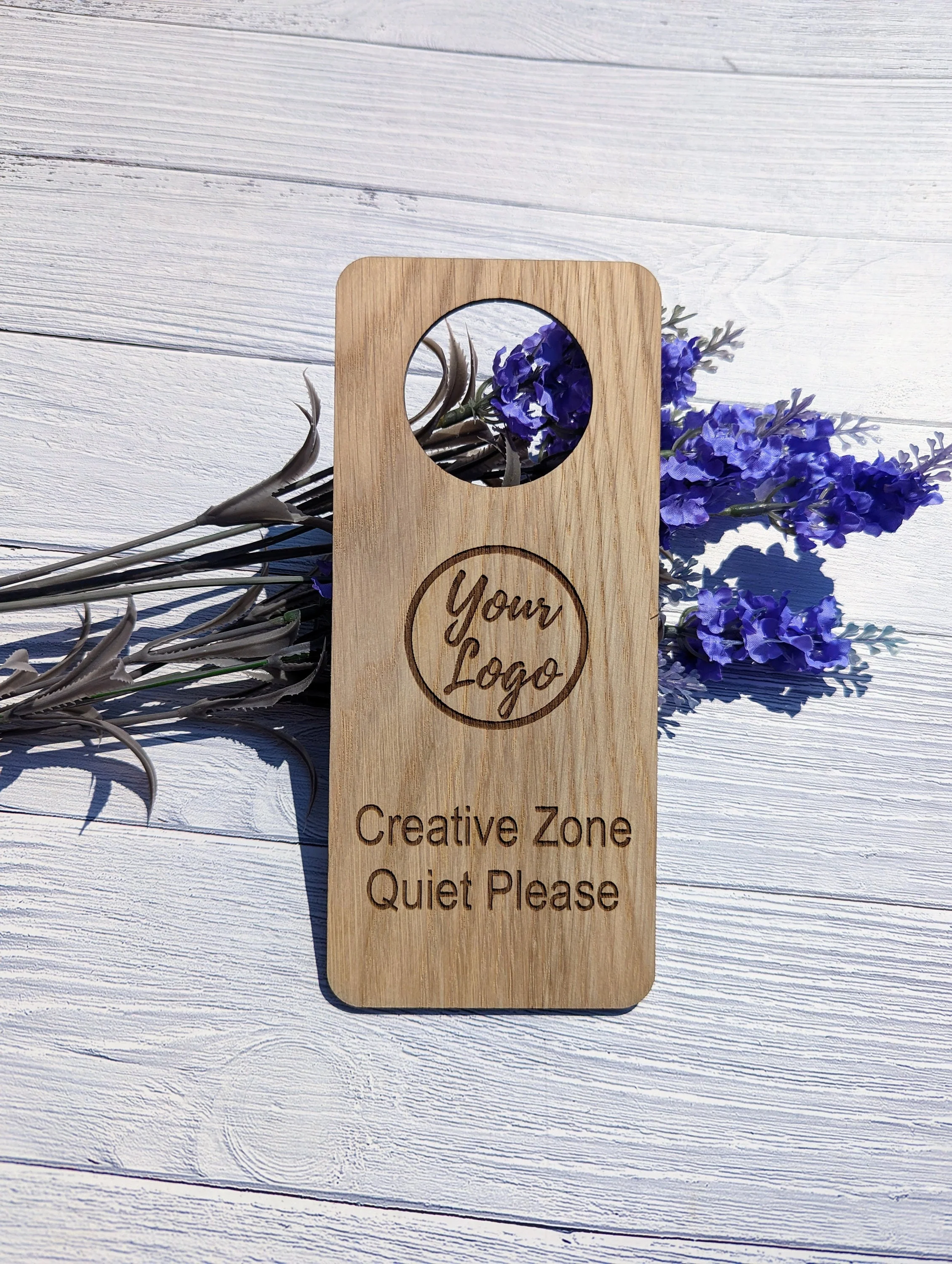 Creative Zone, Quiet Please - Wooden Door Hanger, Personalised Sign, Door Sign for Artists, Writers, Musician - Image 4