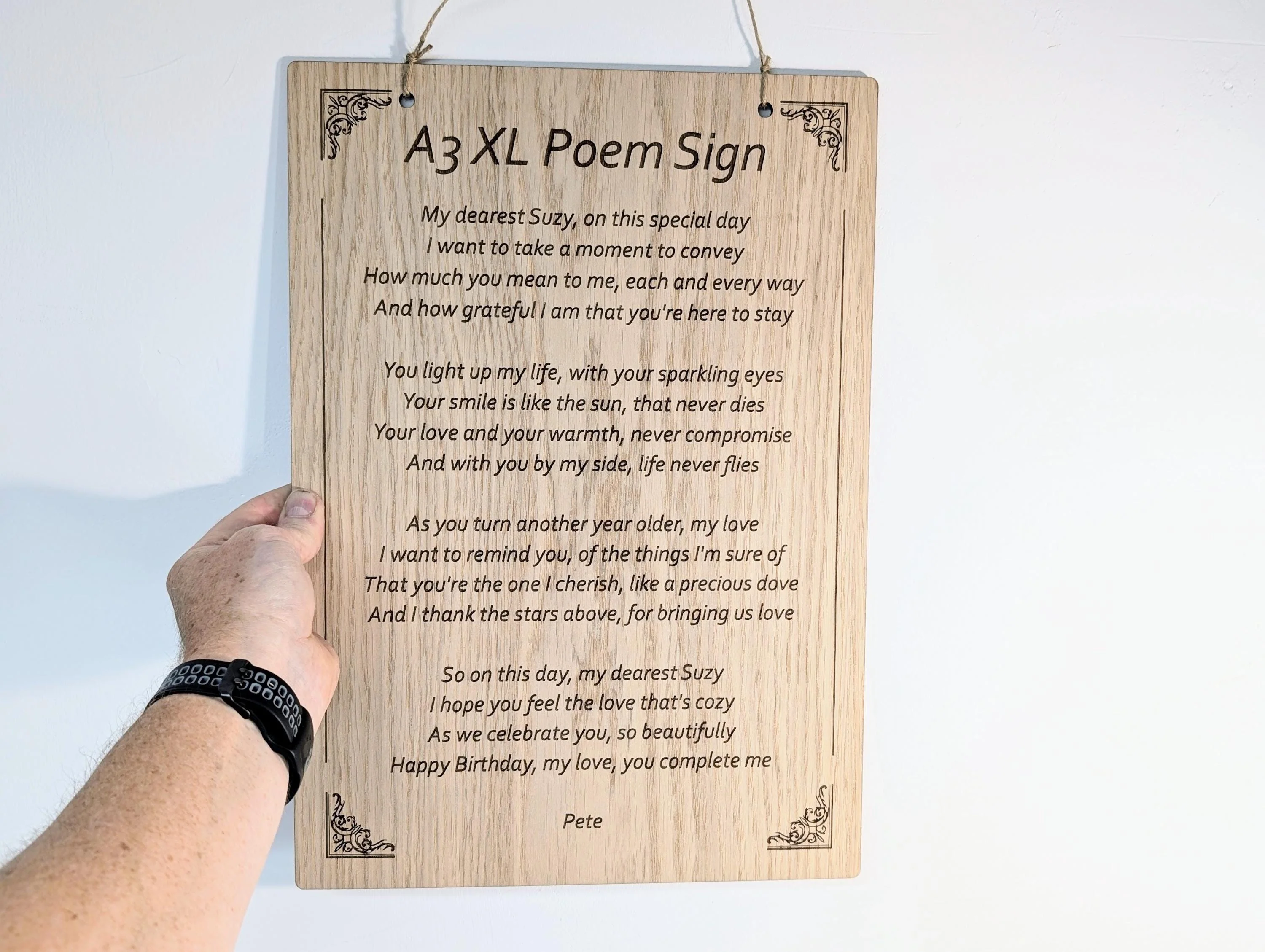 Custom A3 Wooden Poem Sign XL - Personalised Engraving, Perfect for Longer Verses, Home or Office Decor, Sustainable Timber, Eco-Friendly - Image 3