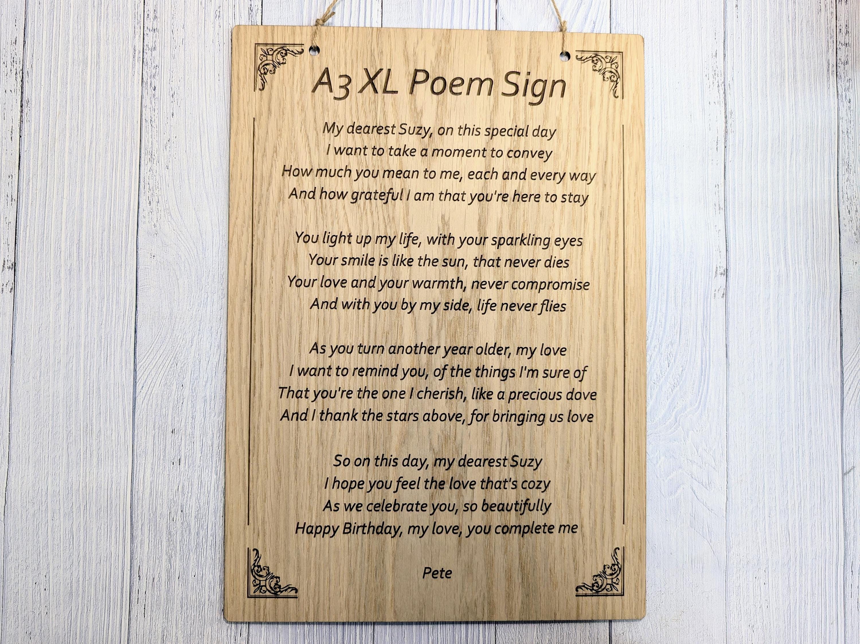 Custom A3 Wooden Poem Sign XL - Personalised Engraving, Perfect for Longer Verses, Home or Office Decor, Sustainable Timber, Eco-Friendly - Image 4