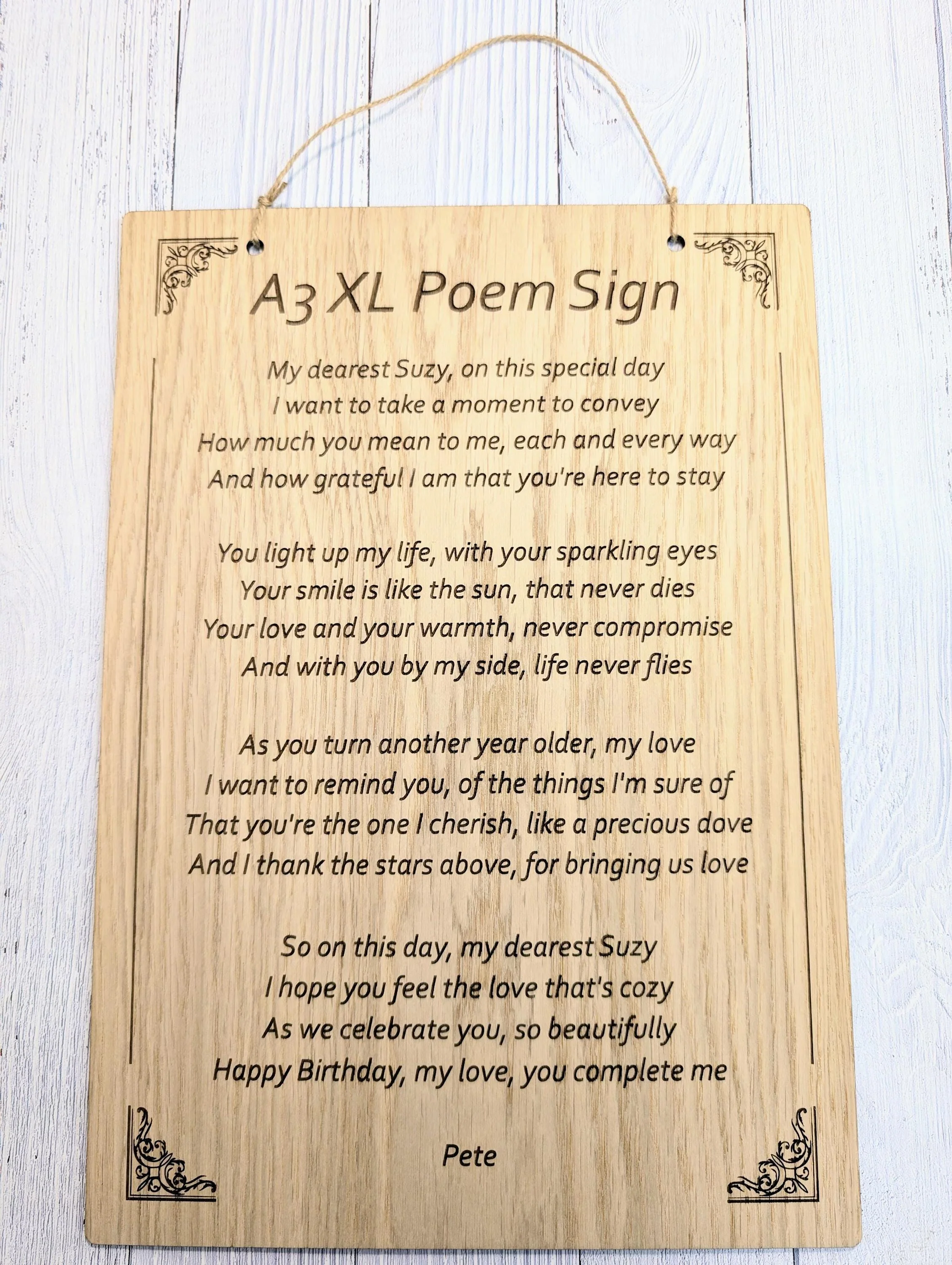 Custom A3 Wooden Poem Sign XL - Personalised Engraving, Perfect for Longer Verses, Home or Office Decor, Sustainable Timber, Eco-Friendly - Image 5