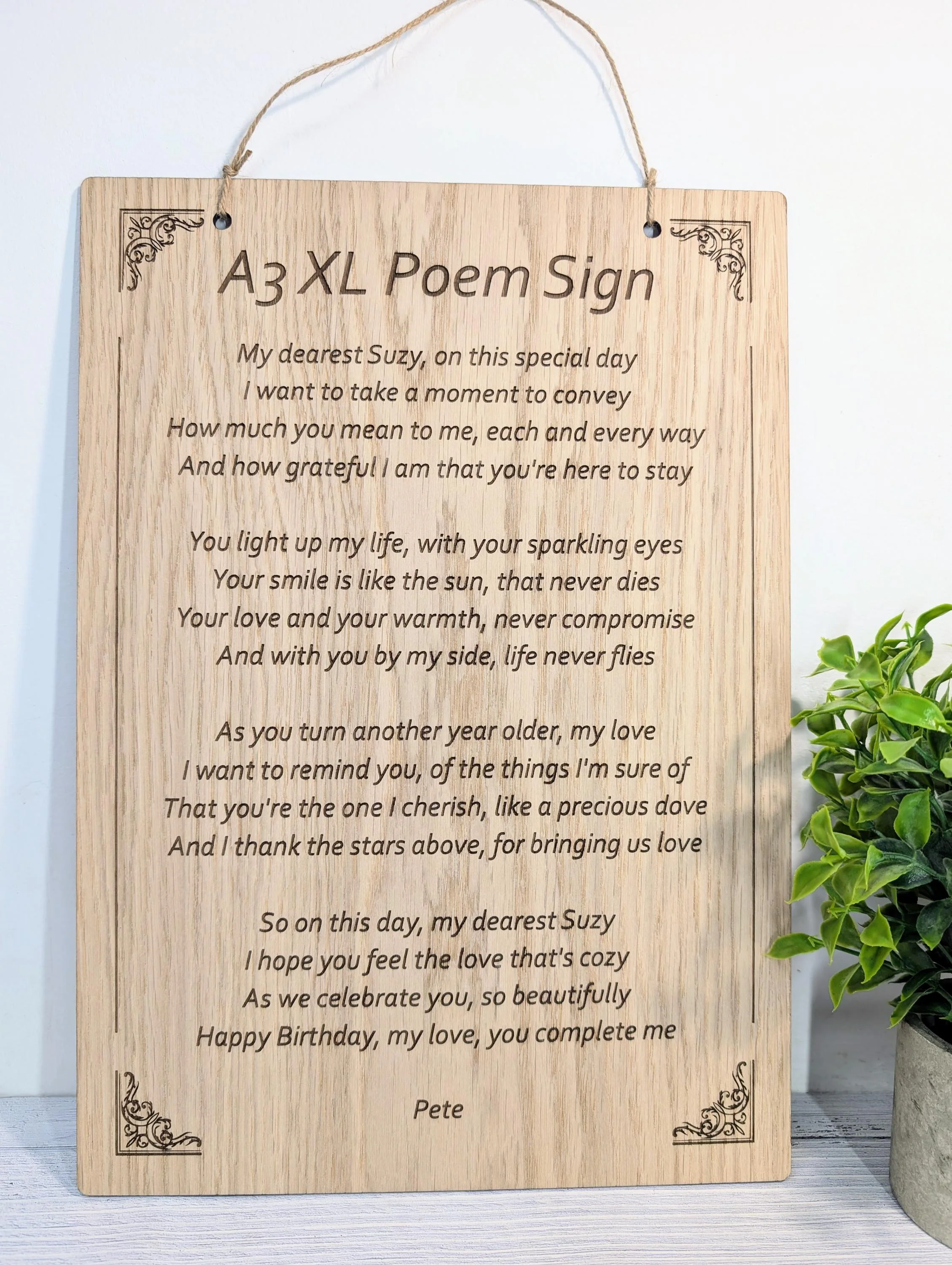 Custom A3 Wooden Poem Sign XL - Personalised Engraving, Perfect for Longer Verses, Home or Office Decor, Sustainable Timber, Eco-Friendly - Image 6