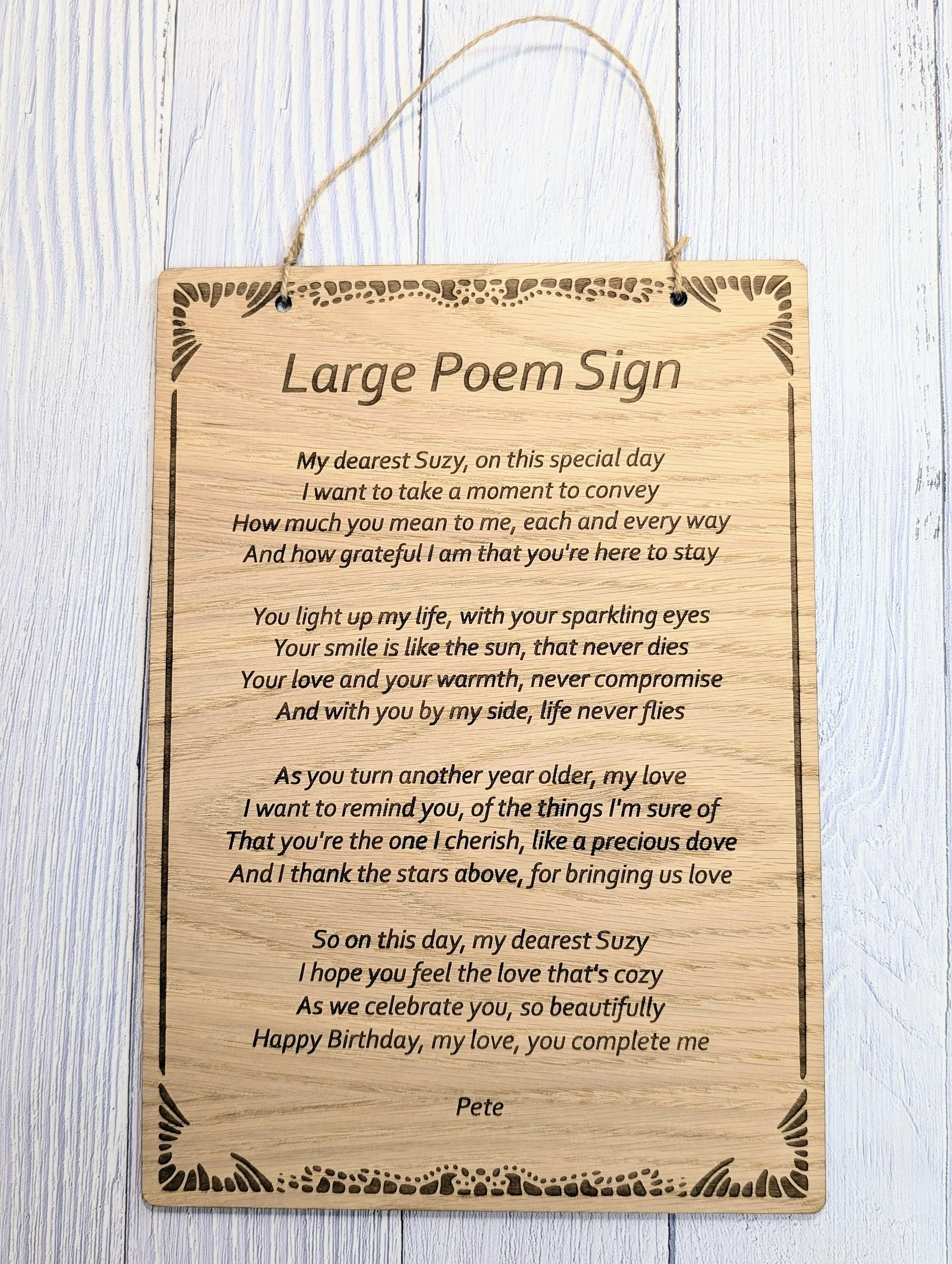 Custom A4 Wooden Poem Sign - Personalised Engraving, Perfect for Longer Verses, Home or Office Decor, Sustainable Timber, Eco-Friendly - Image 2