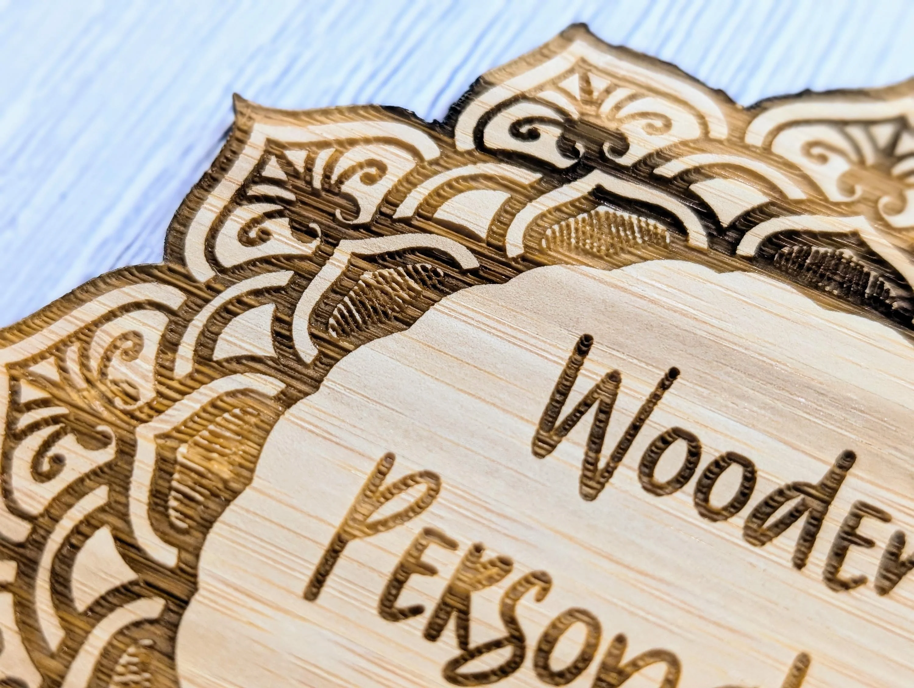 Custom Bamboo Mandala Coasters - Personalised Message Text – Eco-Friendly, Engraved Border – Bespoke Sustainable Craft, 110mm Diameter - Image 9
