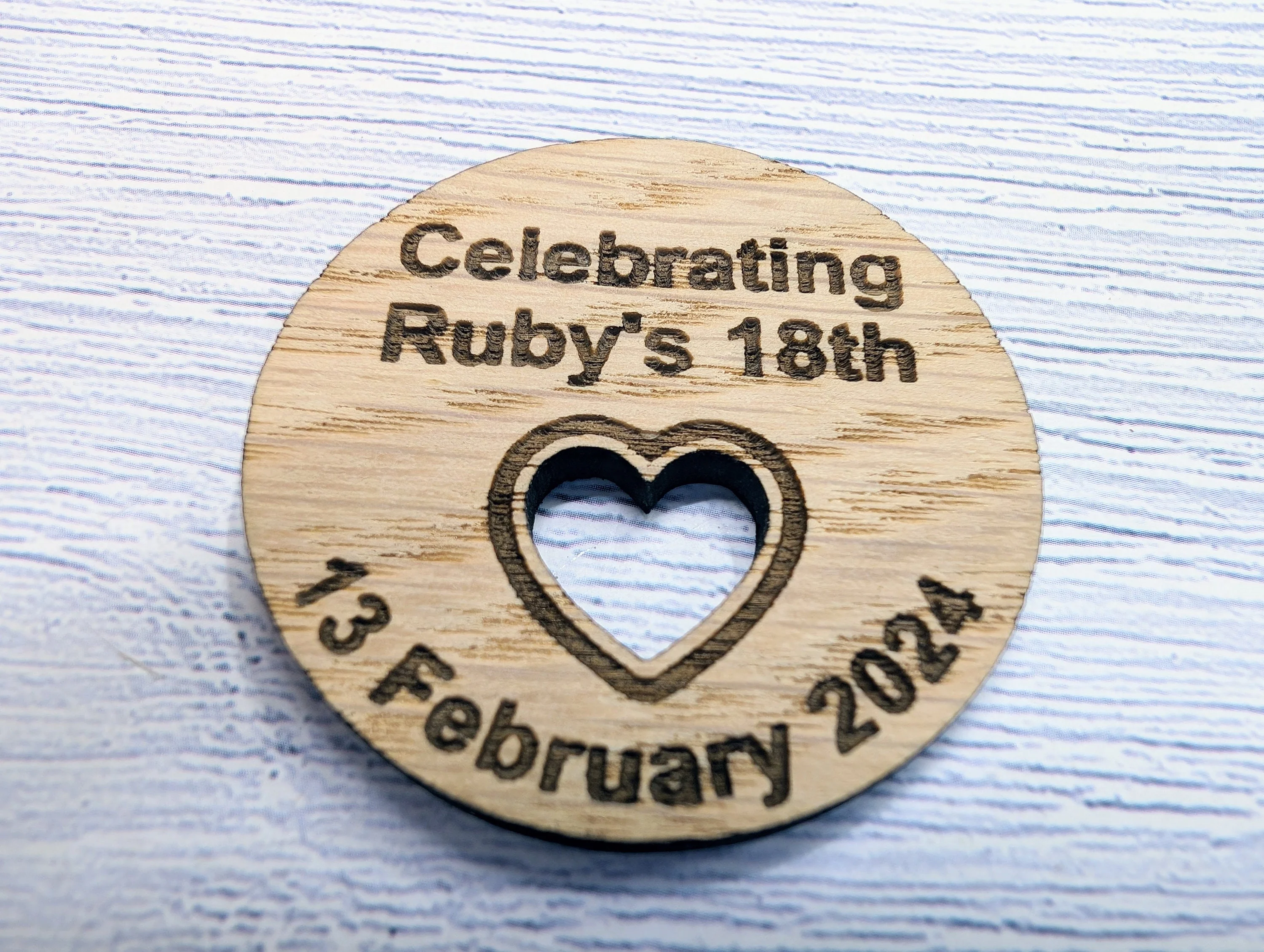 Custom Birthday Favour Discs - Oak - Personalised Birthday Discs with Name & Date (or Guest Name) - Table Favours - Milestone Parties - Image 6