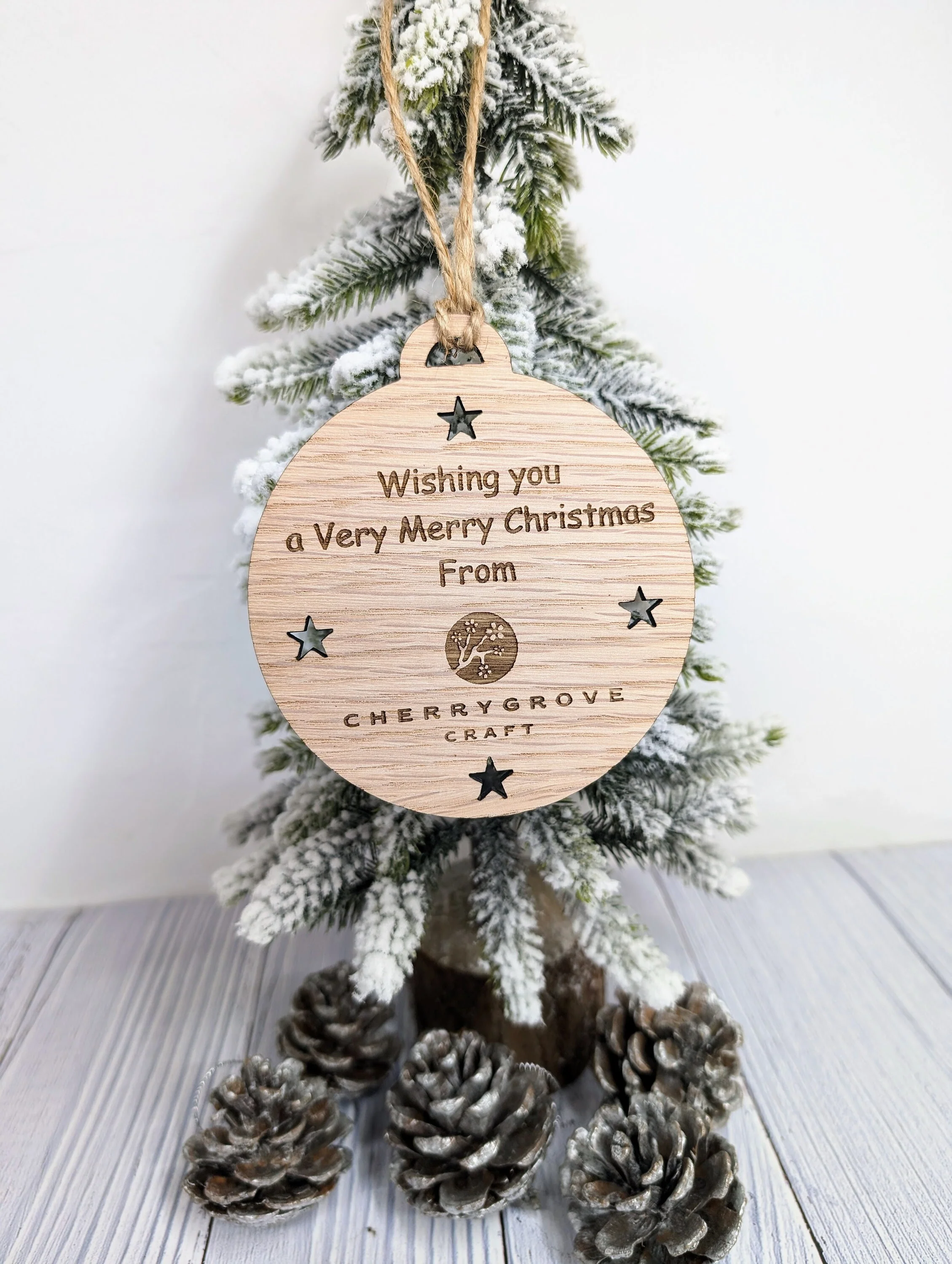 Custom Business Logo Christmas Bauble - Personalised Corporate Ornament with Stars - Image 3