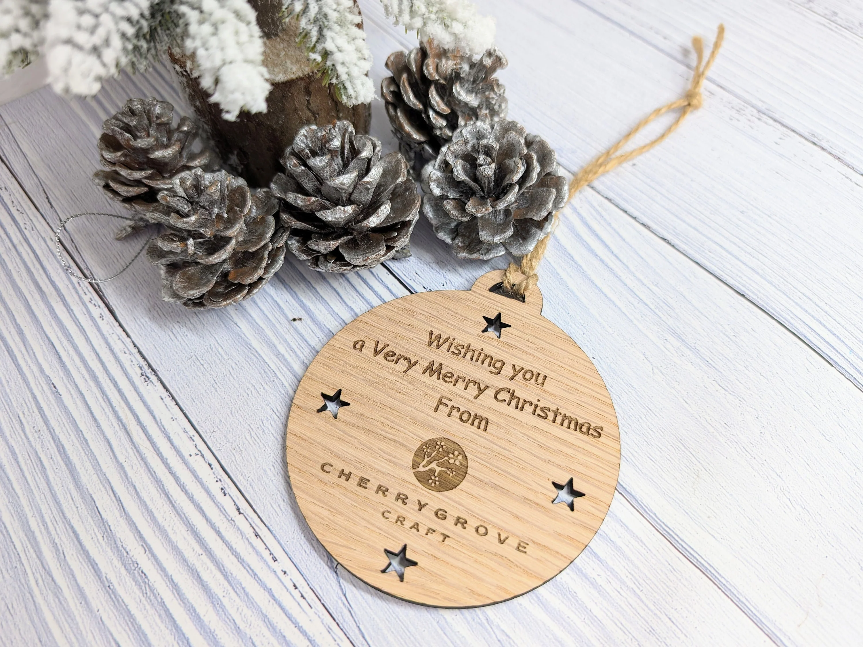 Custom Business Logo Christmas Bauble - Personalised Corporate Ornament with Stars - Image 5