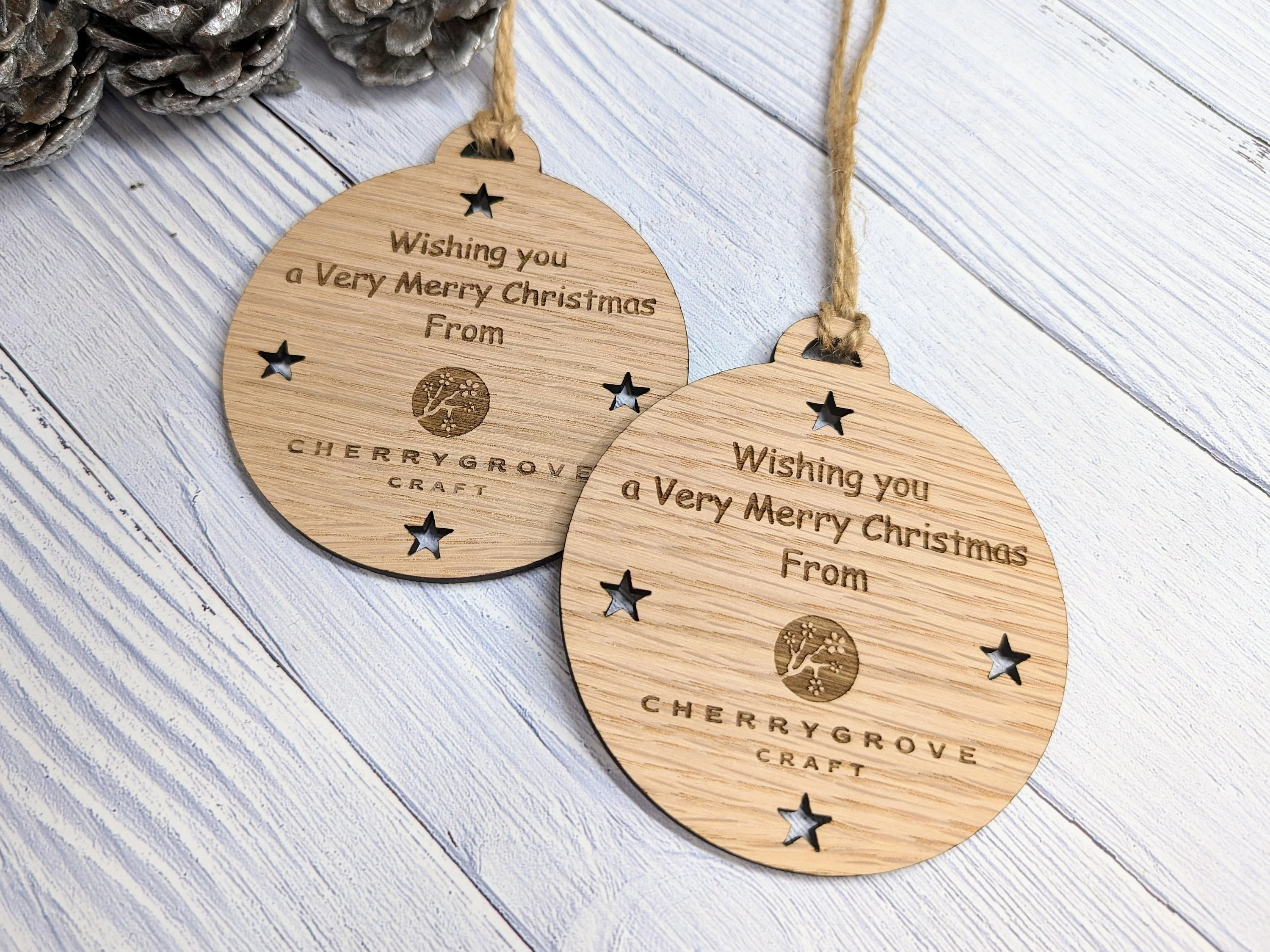 Custom Business Logo Christmas Bauble - Personalised Corporate Ornament with Stars - Image 7
