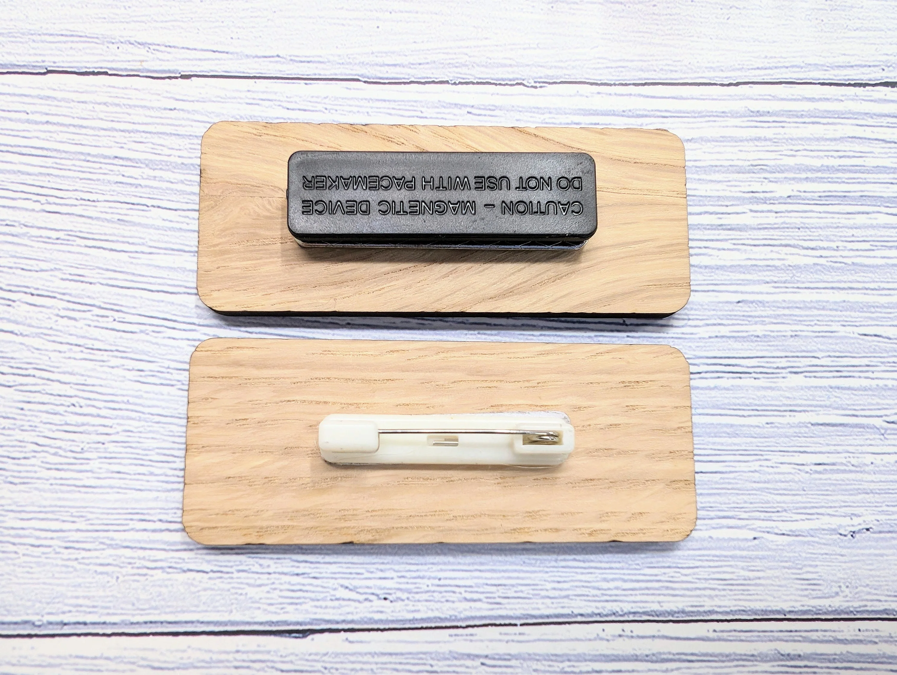 Custom Cafe & Restaurant Name Badges - 75x30mm, Eco Oak MDF, Chef/Coffee Graphics, Magnet/Pin, Personalized Staff Tags - Image 2