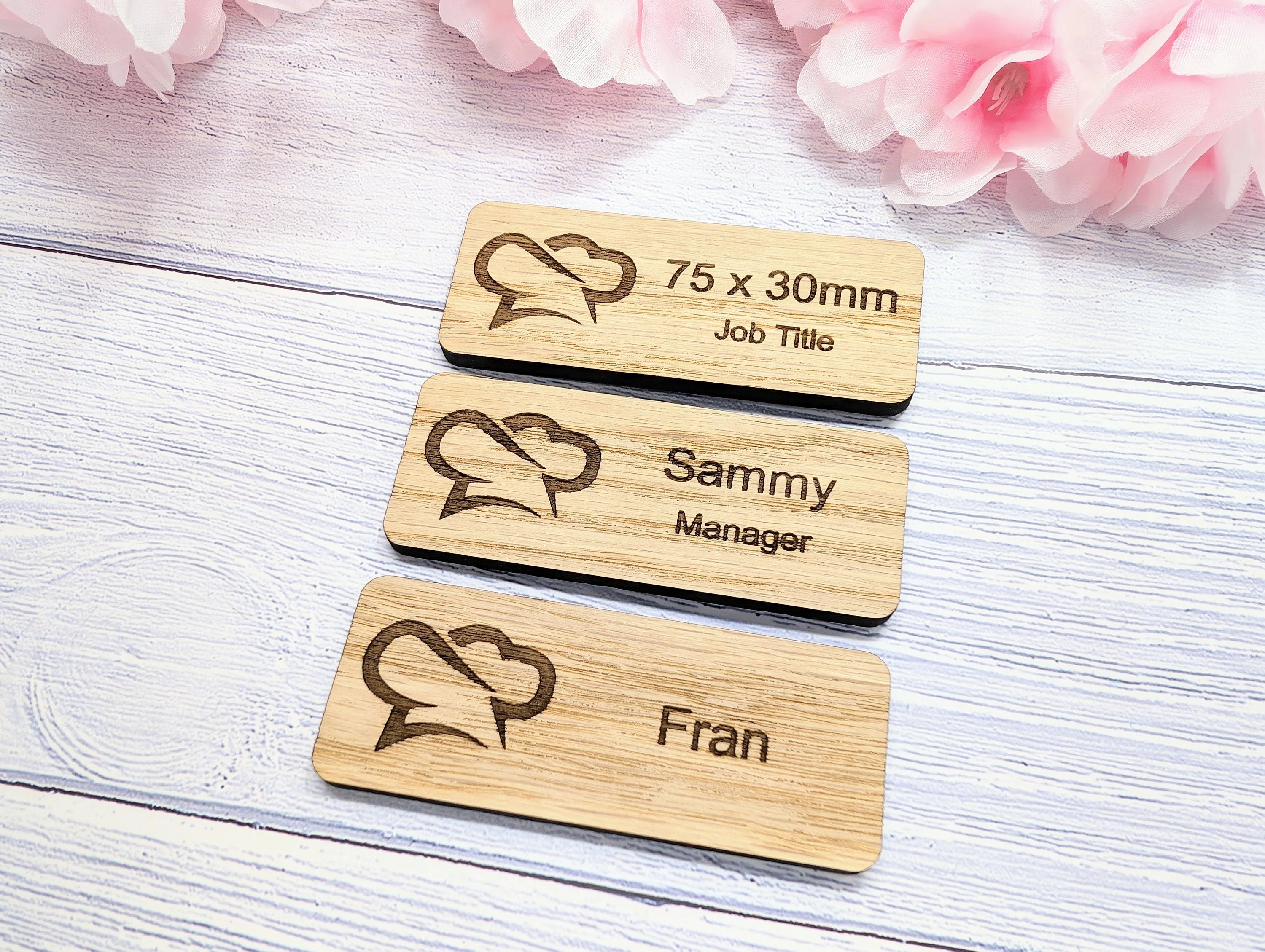 Custom Cafe & Restaurant Name Badges - 75x30mm, Eco Oak MDF, Chef/Coffee Graphics, Magnet/Pin, Personalized Staff Tags - Image 7