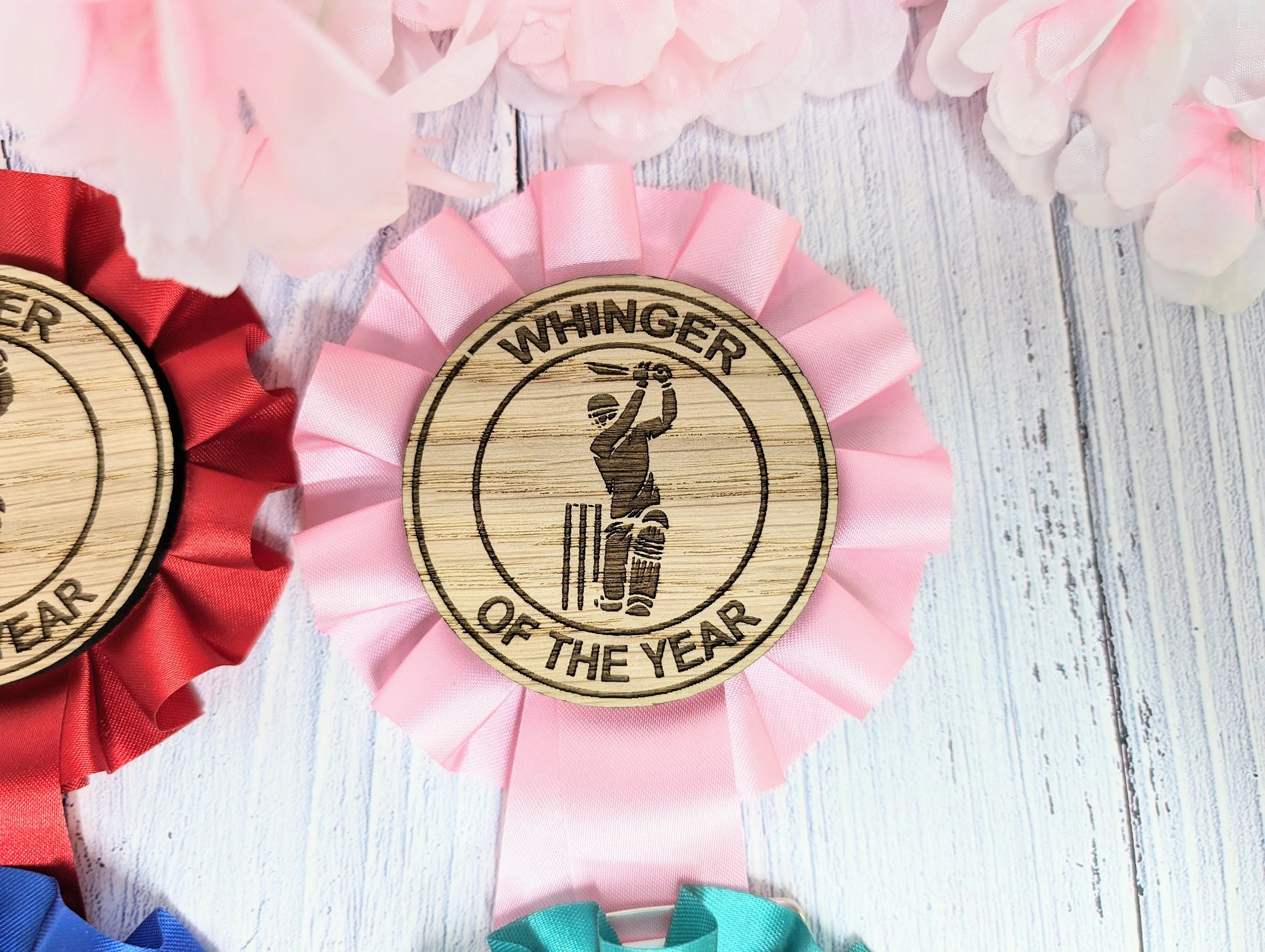Custom Cricket Rosettes - Personalised Cricket Awards | Choice of Colours, Eco-Friendly, Handcrafted, Fun & Serious Titles - Image 3