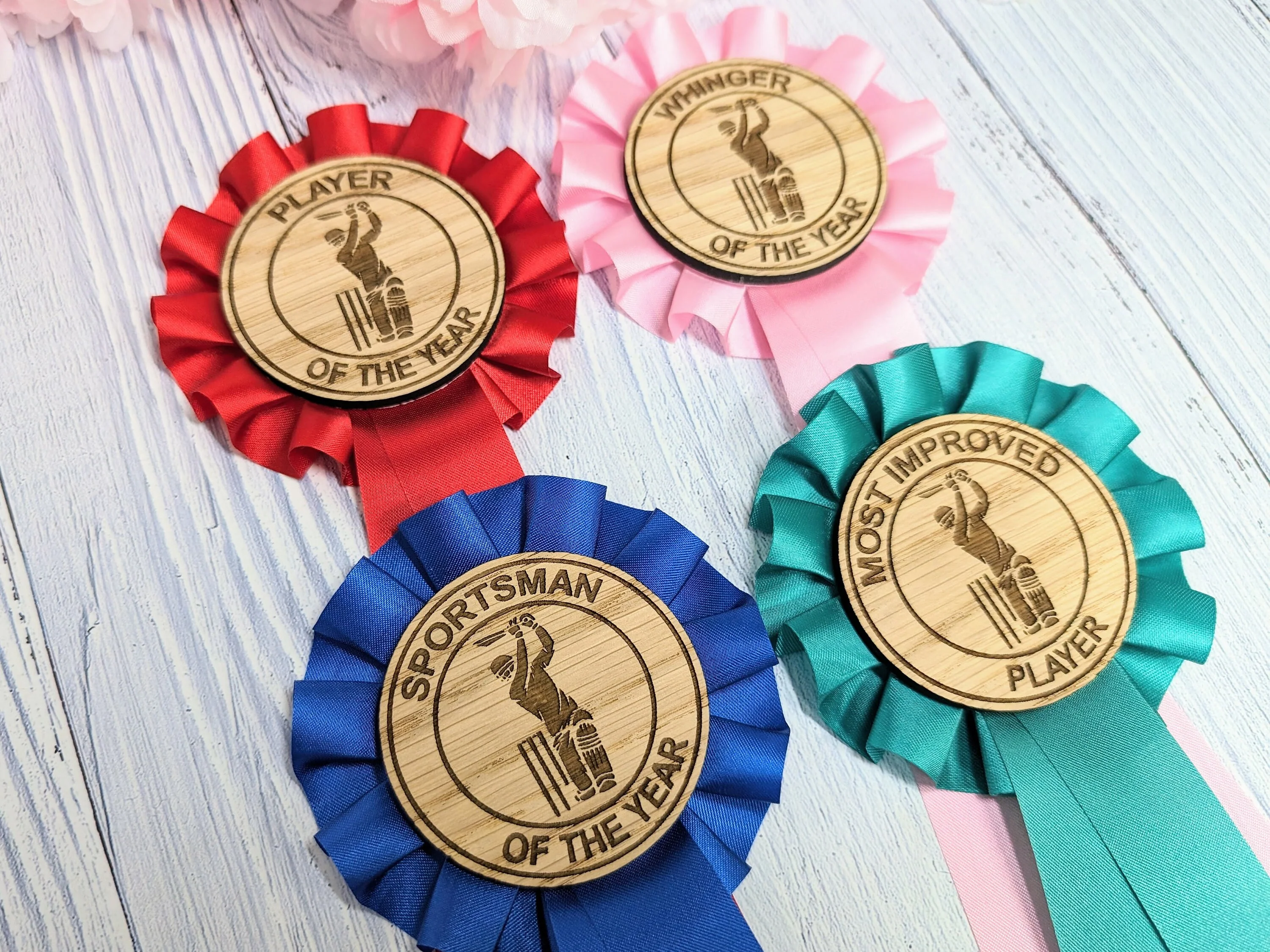 Custom Cricket Rosettes - Personalised Cricket Awards | Choice of Colours, Eco-Friendly, Handcrafted, Fun & Serious Titles - Image 4