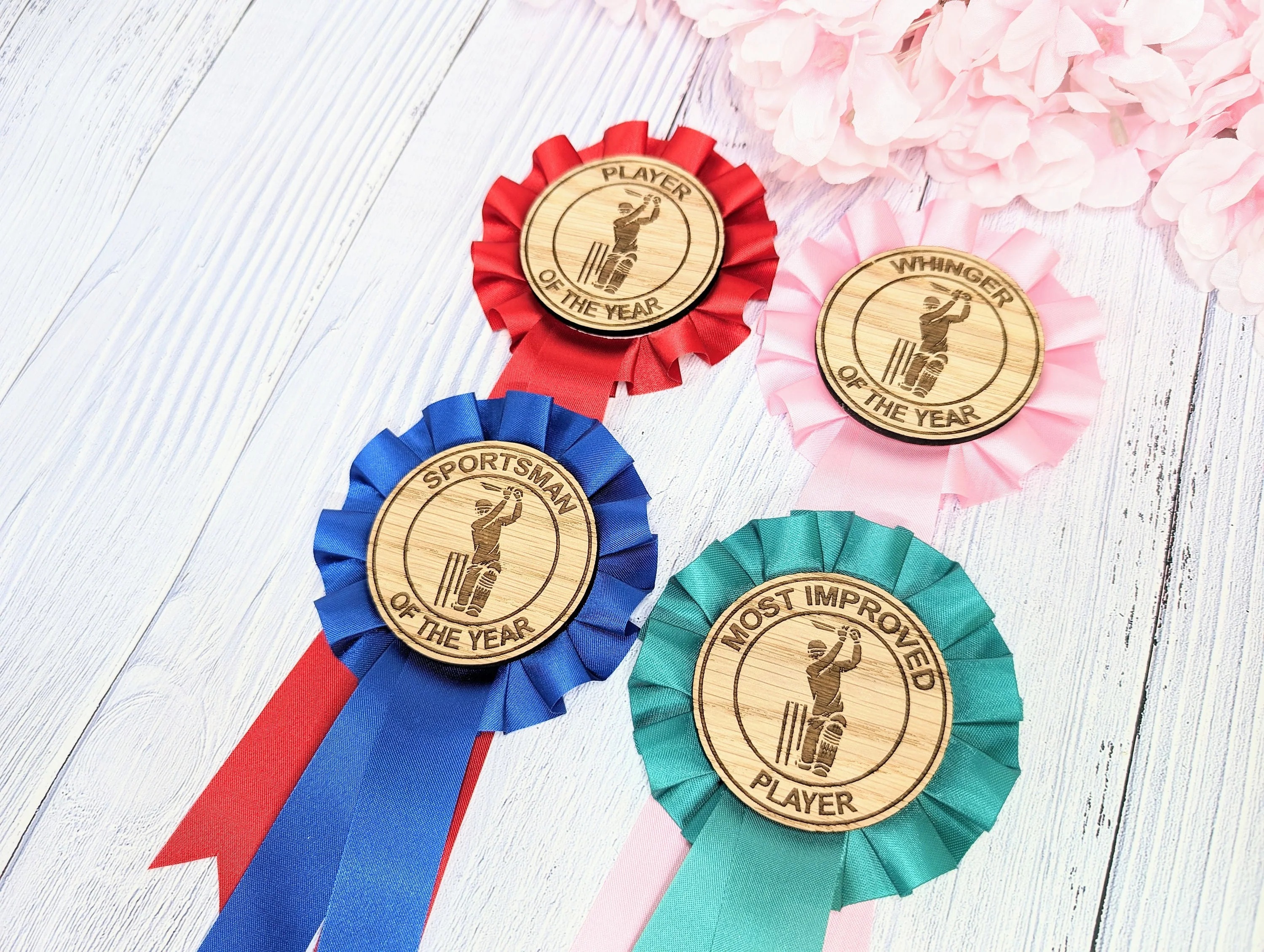 Custom Cricket Rosettes - Personalised Cricket Awards | Choice of Colours, Eco-Friendly, Handcrafted, Fun & Serious Titles - Image 6