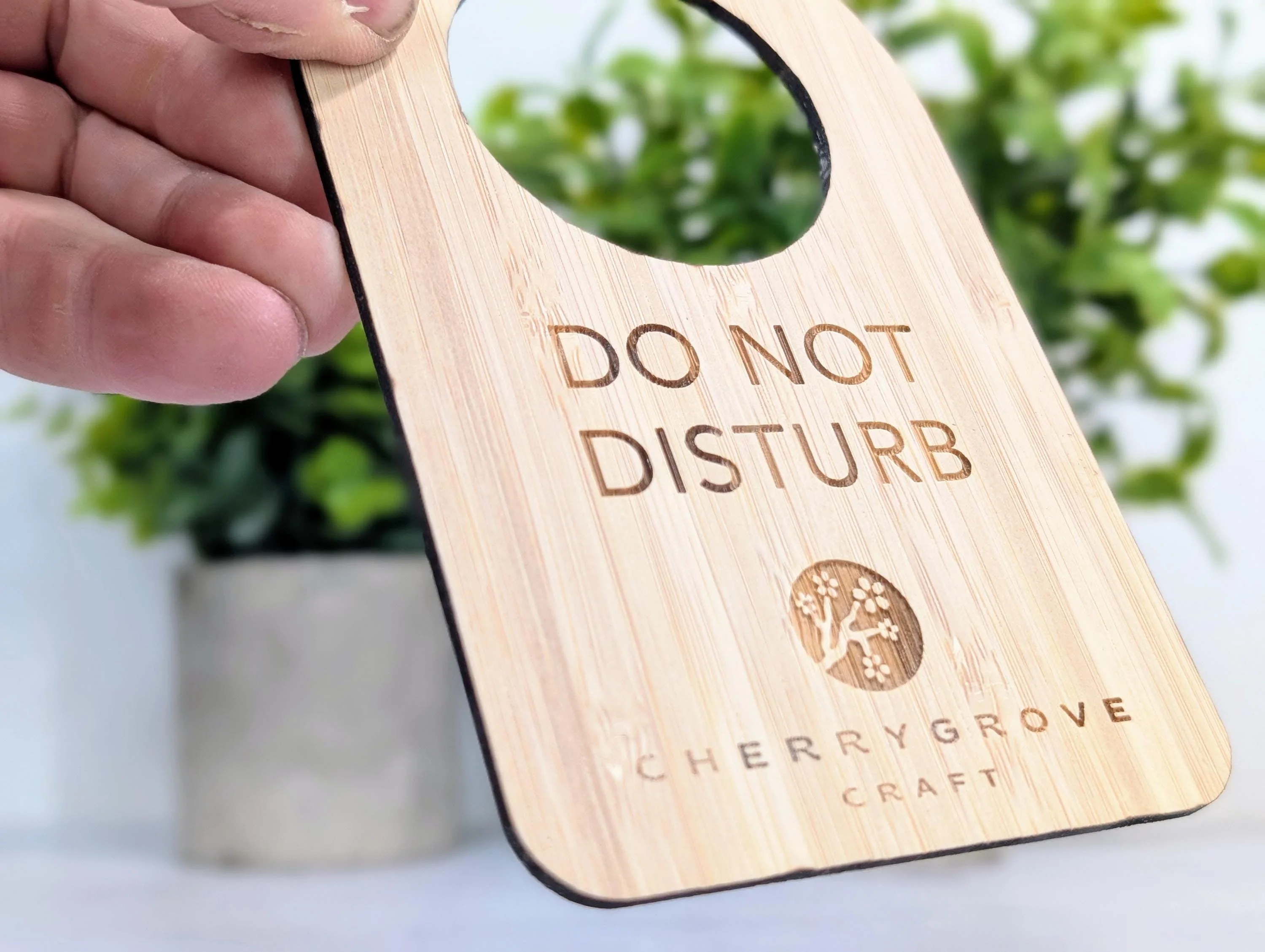 Custom Do Not Disturb Reversible Bamboo Sign | Sustainable Door Hanger - Personalised Signage - Add Your Logo - Hotel Door Sign, B&B - Image 3