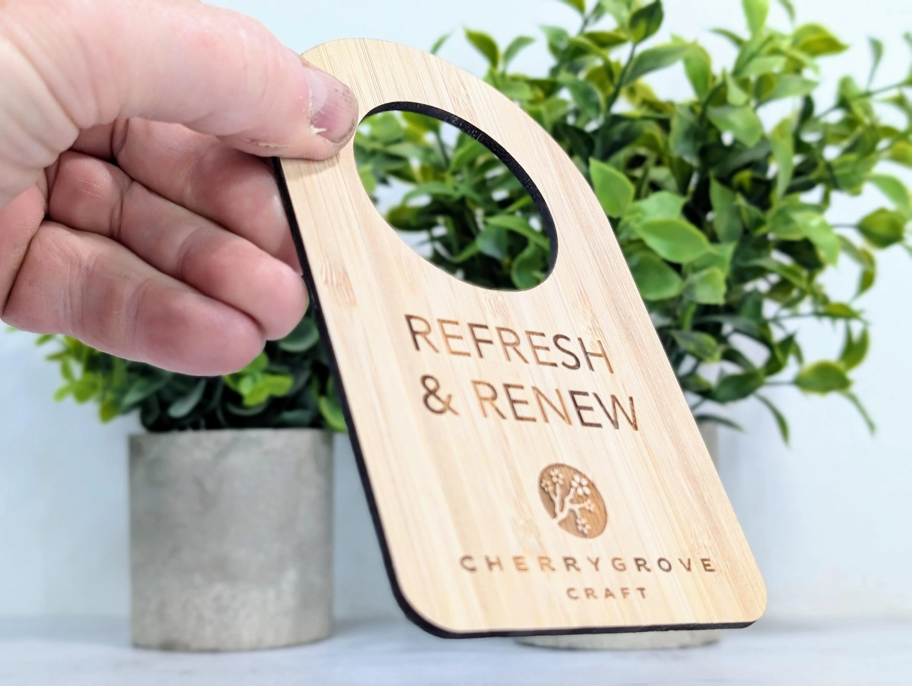 Custom Do Not Disturb Reversible Bamboo Sign | Sustainable Door Hanger - Personalised Signage - Add Your Logo - Hotel Door Sign, B&B - Image 5