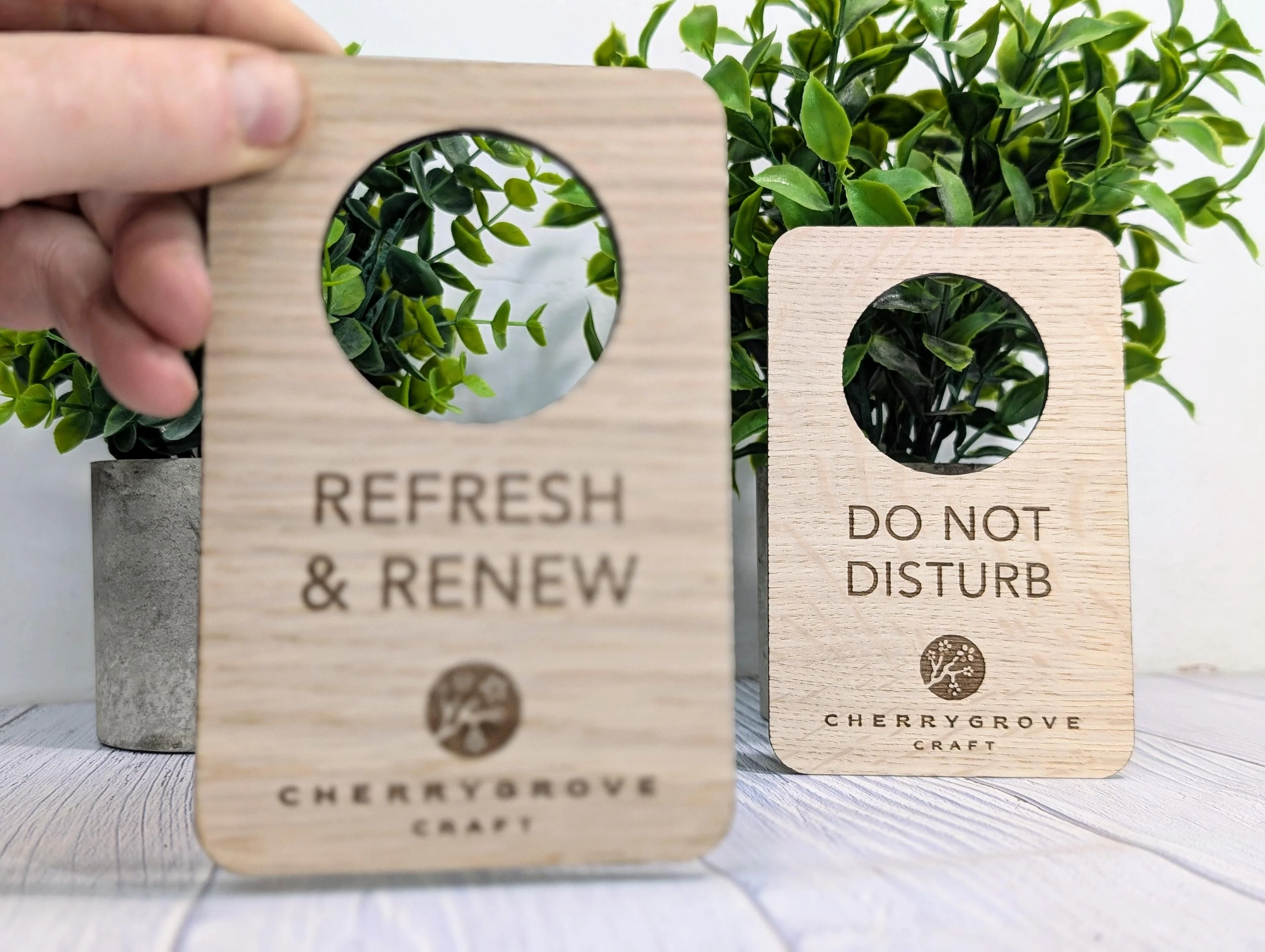 Custom Do Not Disturb Reversible Sign | Wooden Door Hanger - Personalised Door Signage with Logo – 89x137mm, for Privacy, Hotel, B&B - Image 3