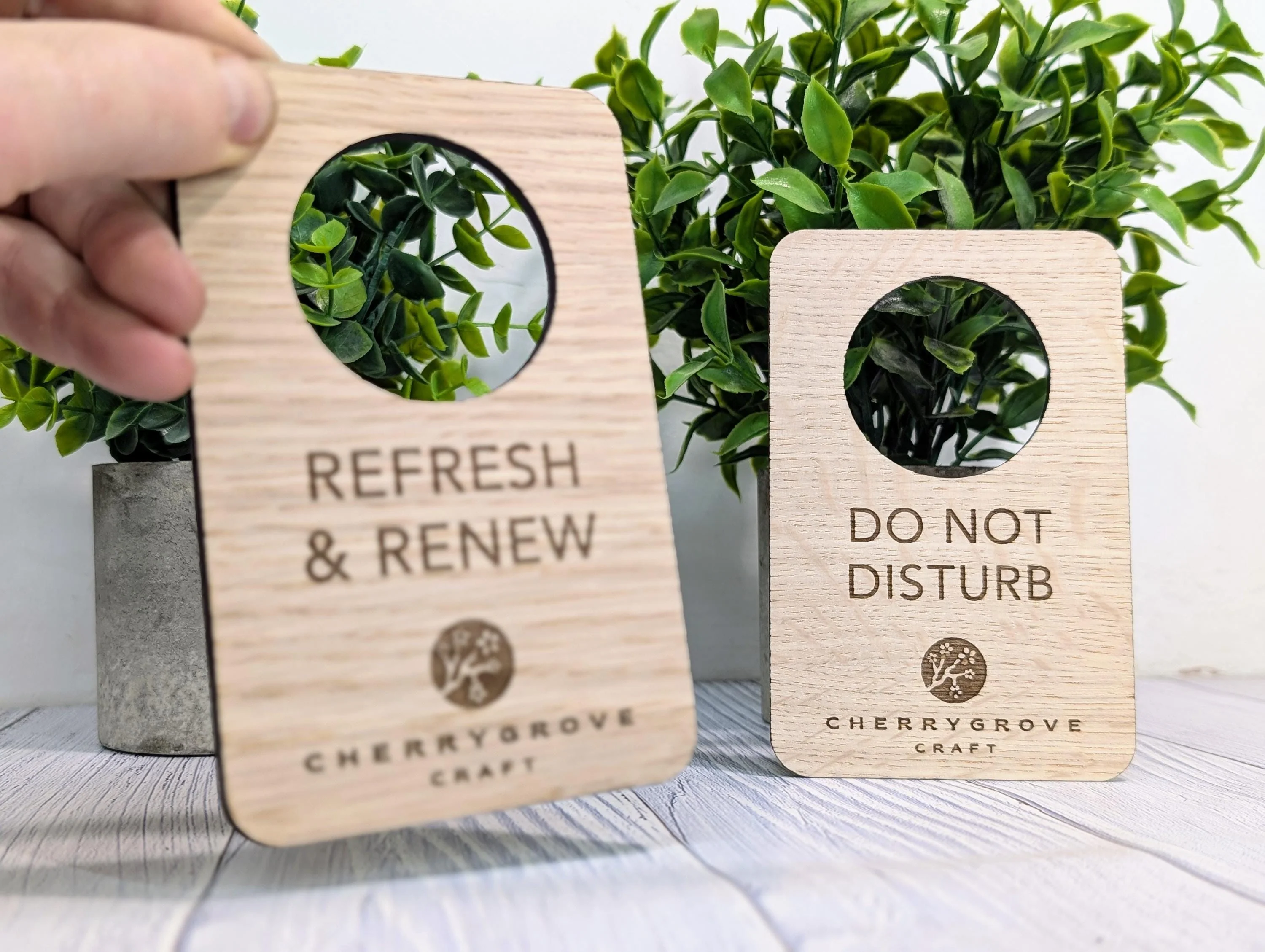 Custom Do Not Disturb Reversible Sign | Wooden Door Hanger - Personalised Door Signage with Logo – 89x137mm, for Privacy, Hotel, B&B - Image 5