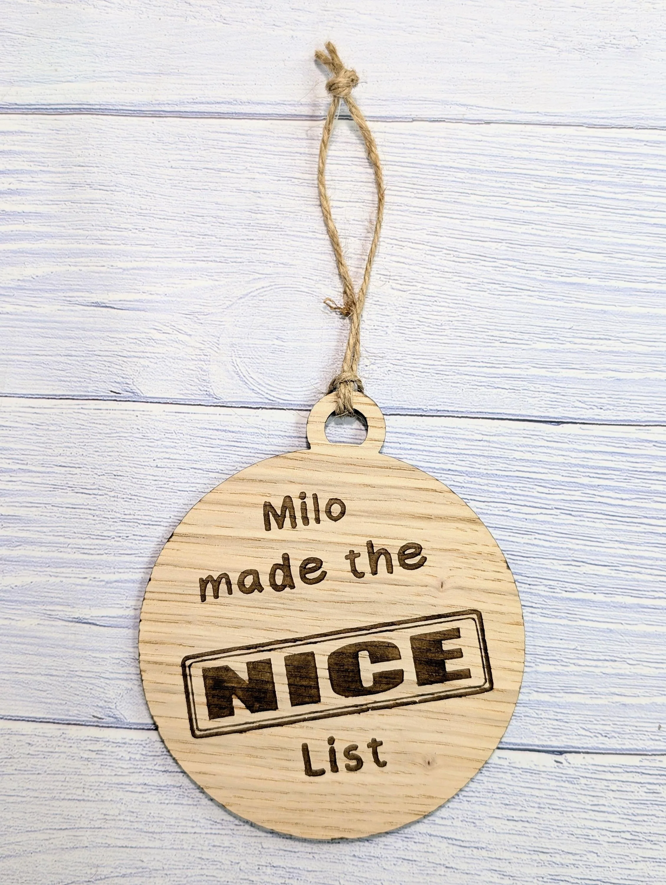 Custom Double-Sided Naughty or Nice List Wooden Bauble | Personalised Oak Christmas Ornament for Children | Wood Xmas Decoration | Festive - Image 7