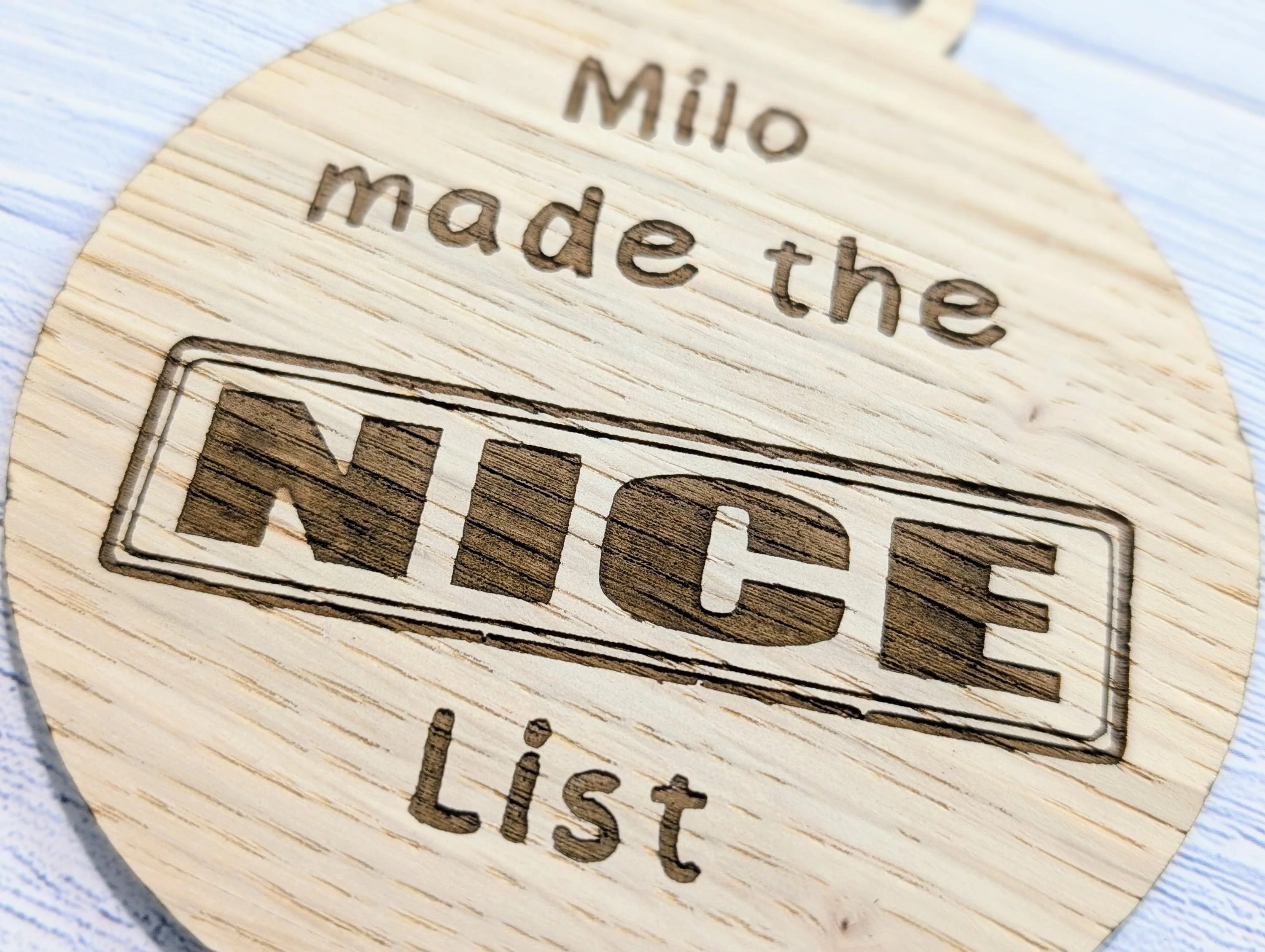 Custom Double-Sided Naughty or Nice List Wooden Bauble | Personalised Oak Christmas Ornament for Children | Wood Xmas Decoration | Festive - Image 8