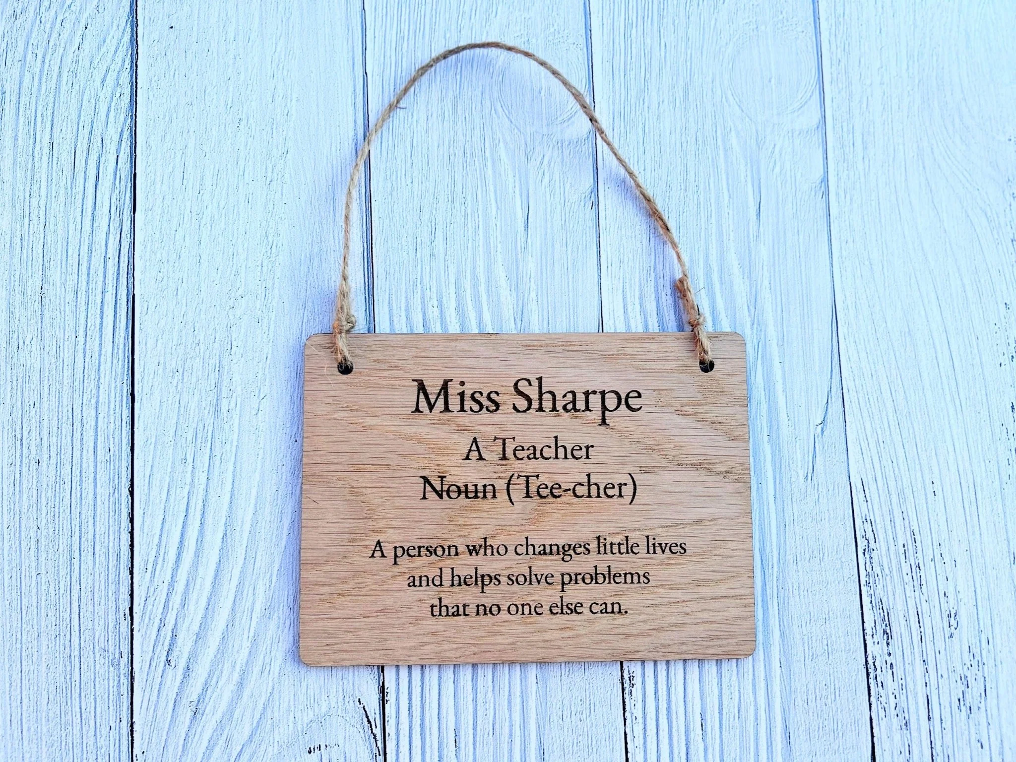Custom Engraved Teacher Appreciation Sign - Personalised Oak Veneer Door/Hanging Sign - Thoughtful Gift for Educators & Mentors - Image 5