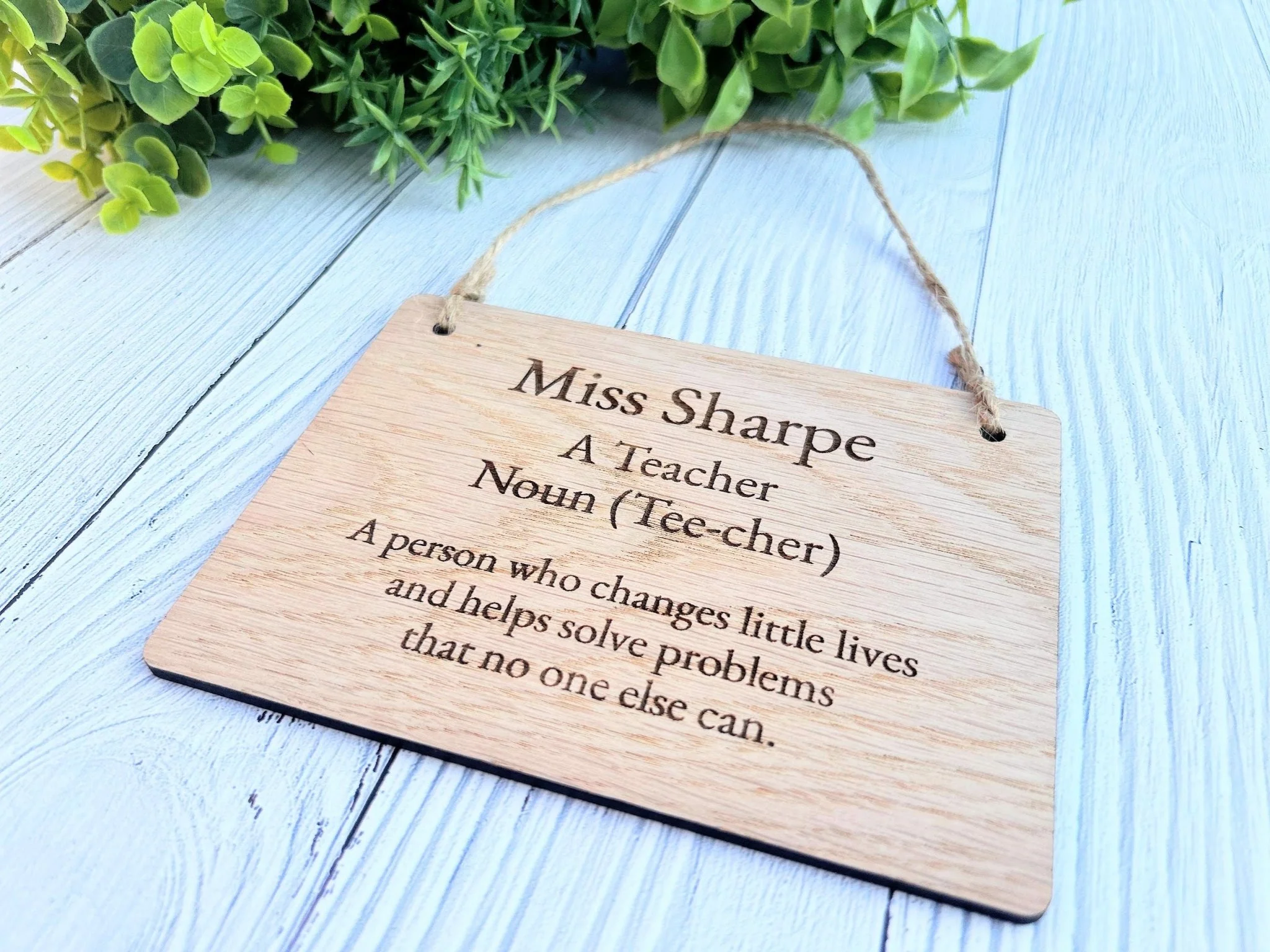 Custom Engraved Teacher Appreciation Sign - Personalised Oak Veneer Door/Hanging Sign - Thoughtful Gift for Educators & Mentors - Image 6