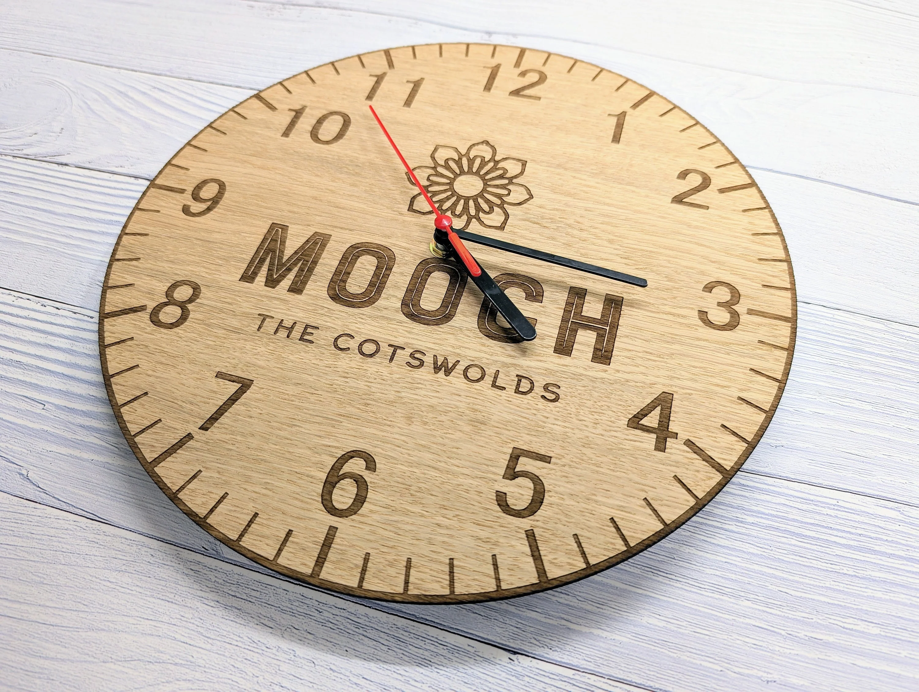 Custom Engraved Wooden Logo Wall Clock - Personalised Branded Timepiece - Image 4