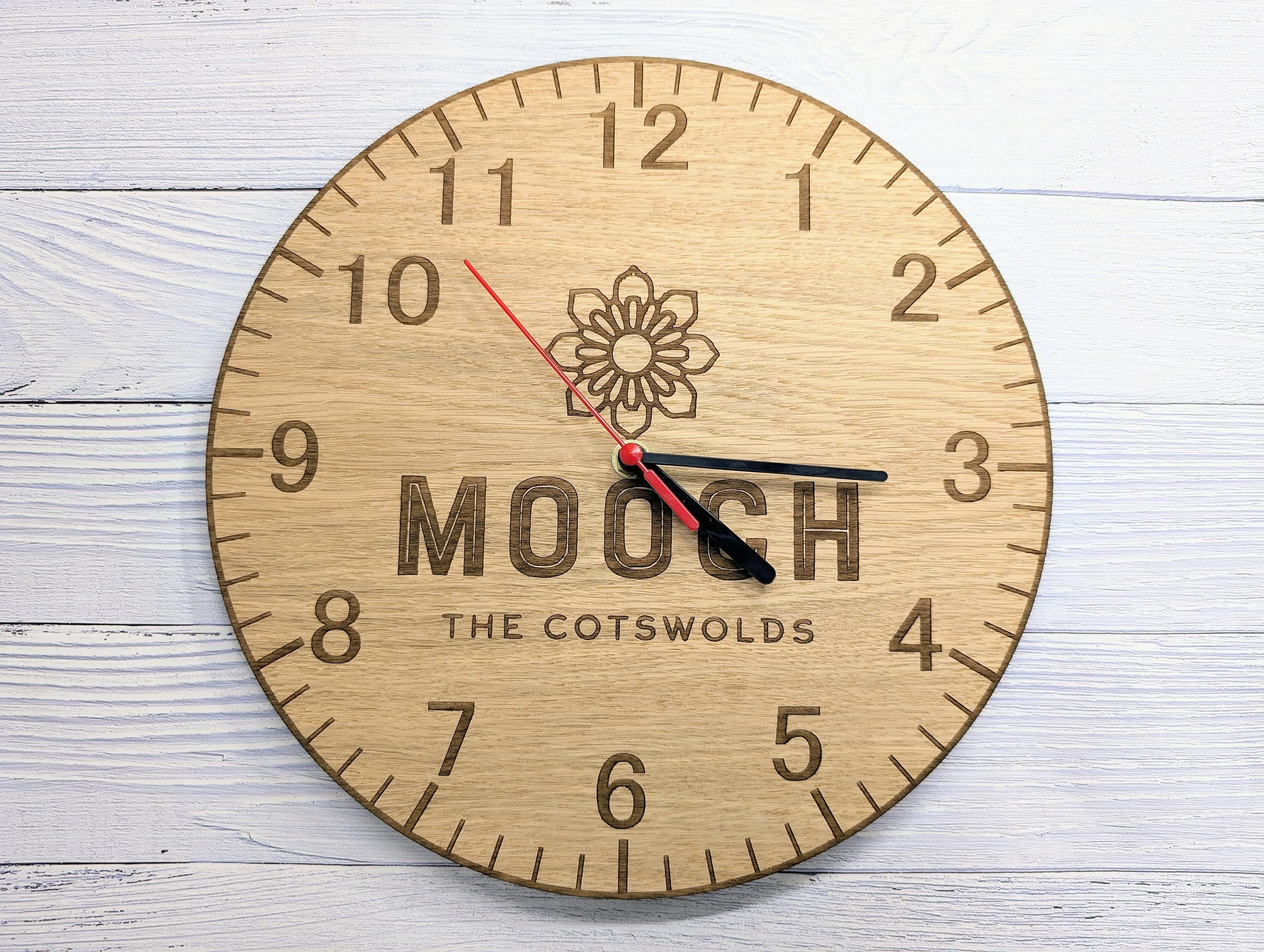 Custom Engraved Wooden Logo Wall Clock - Personalised Branded Timepiece - Image 6