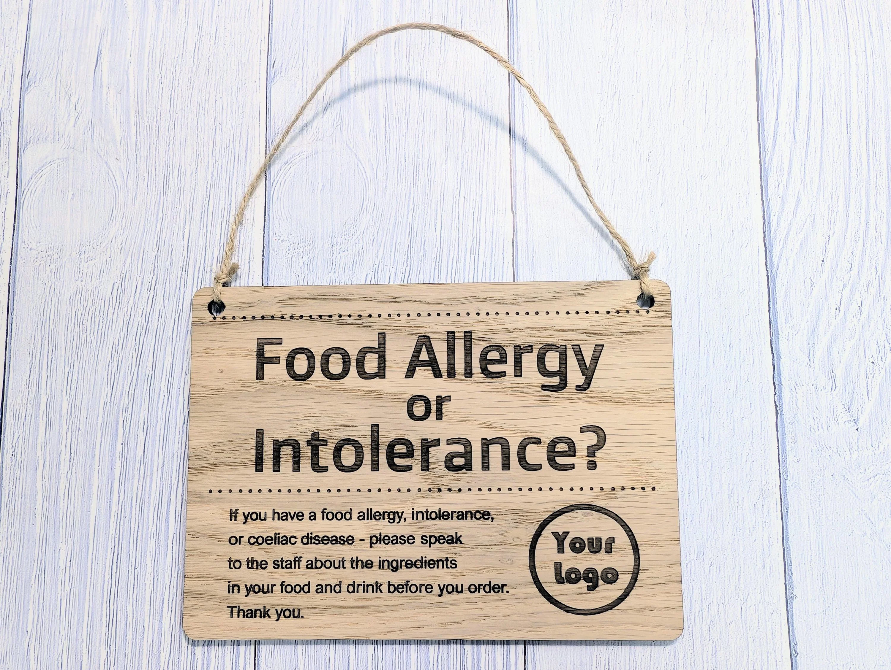 Custom Food Allergy Sign – Solid Oak Safety Notice for Menus or Counters – Wooden Café Sign – Handmade in Wales – 4 Sizes Available - Image 4