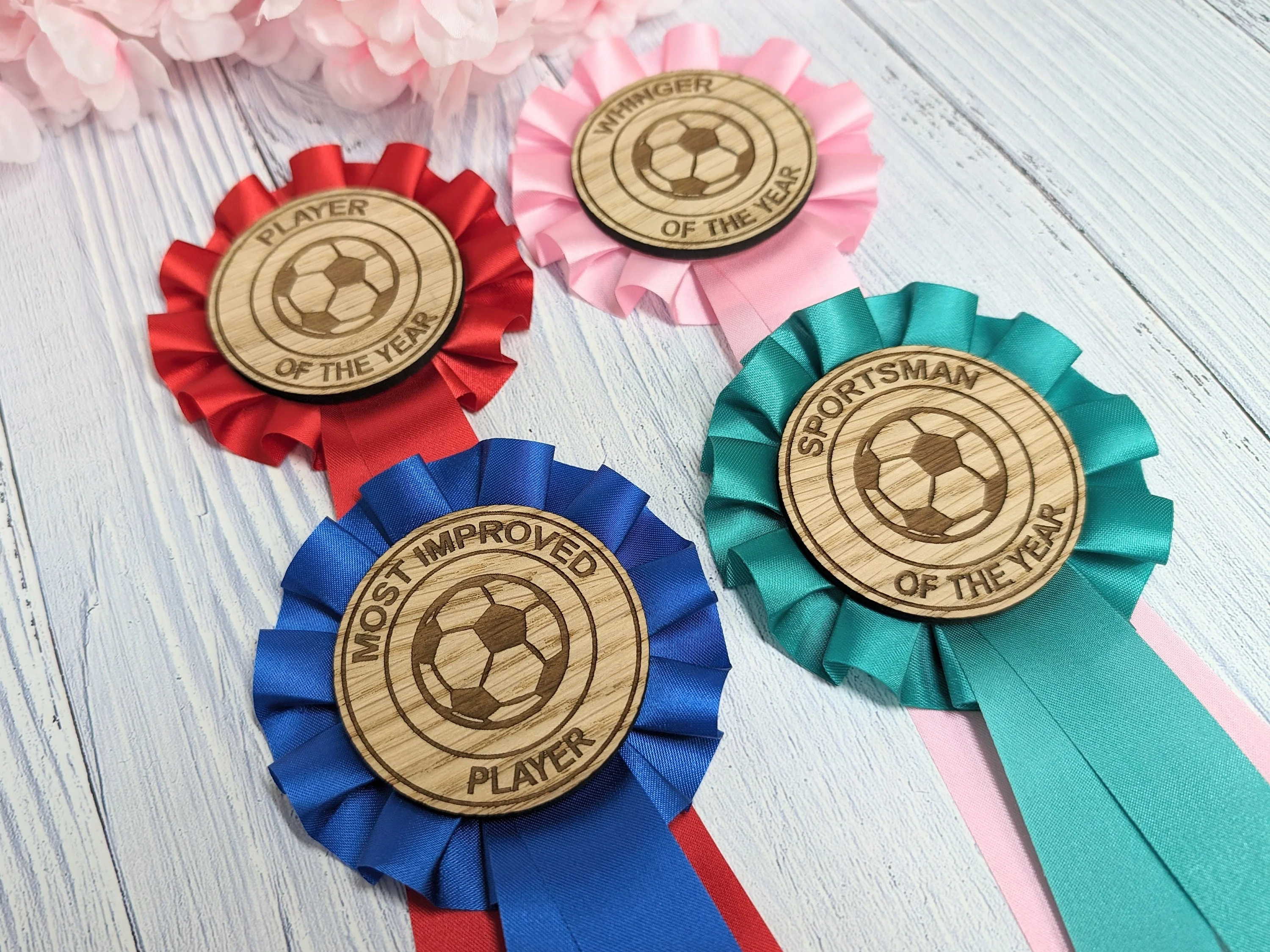 Custom Football Rosettes - Personalised Soccer Awards | Choice of Colours, Eco-Friendly, Handcrafted, Fun & Serious Titles - Image 2