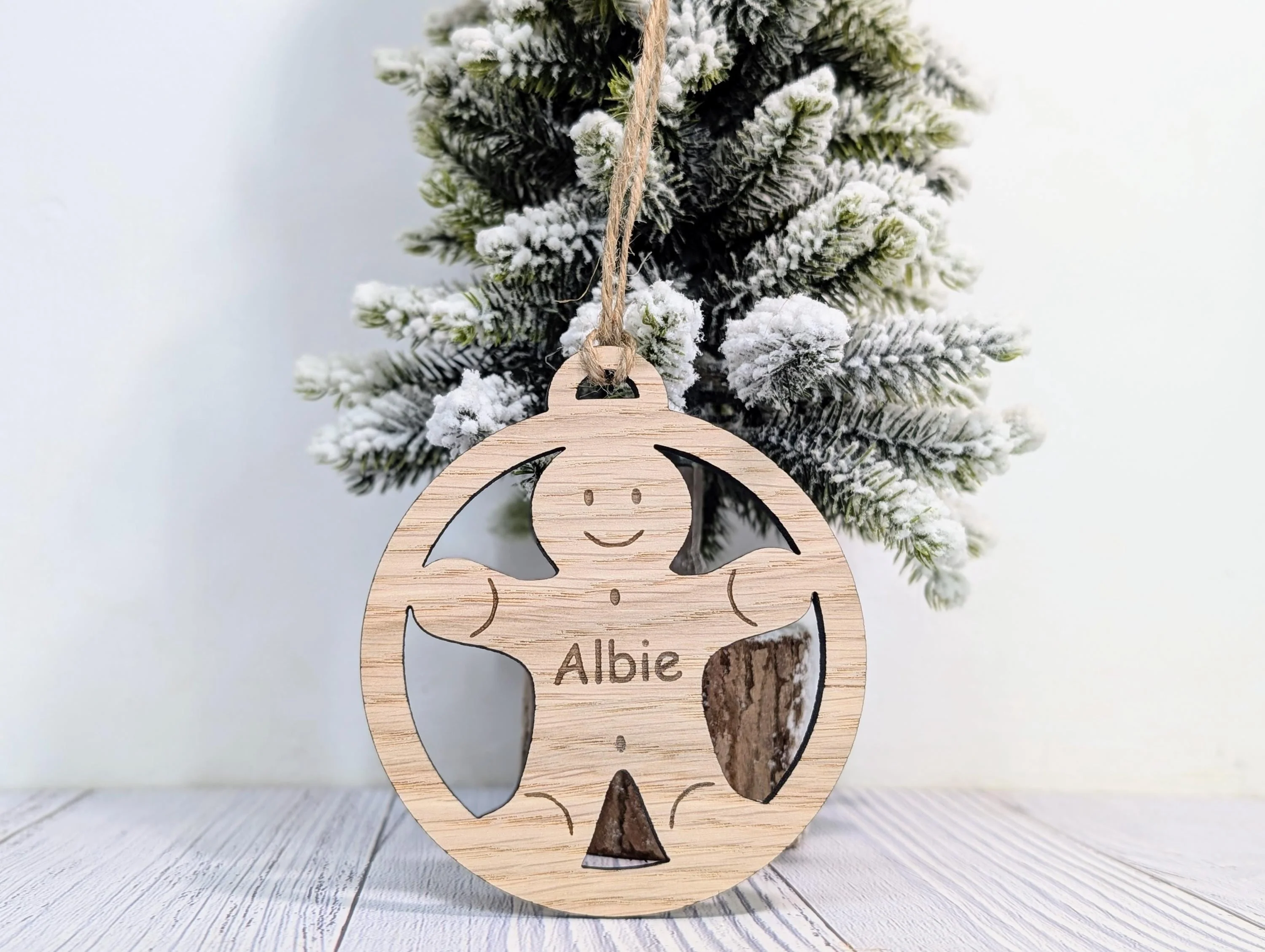 Custom Gingerbread Man Wooden Christmas Bauble for Festive Decor | Personalised Gift | Custom Tree Decoration | Xmas Oak Ornament | Festive - Image 5