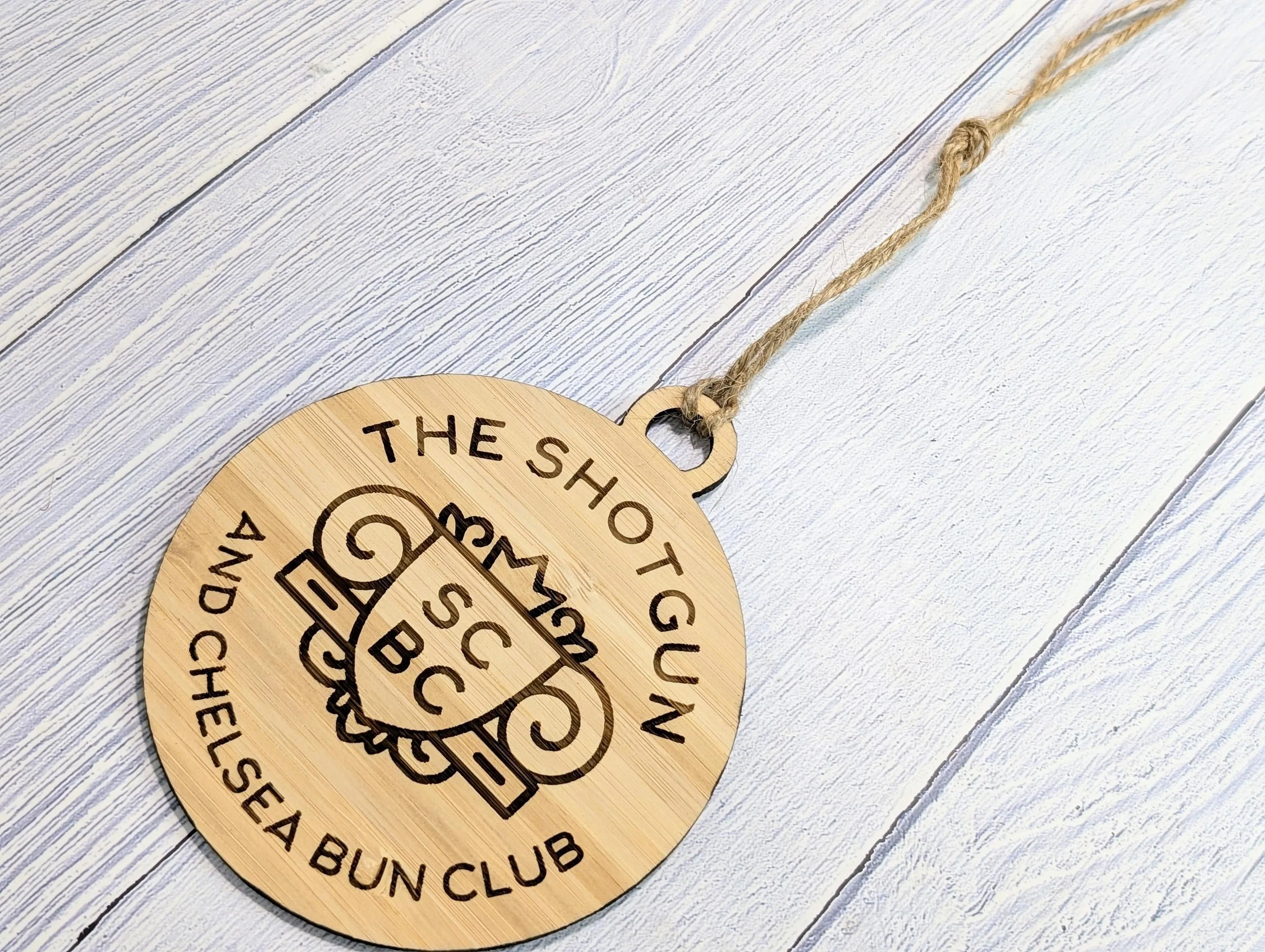 Custom Logo Bauble for Organisations, Businesses - Engraved Bamboo Ornament - Corporate Christmas Tree Decoration - Bulk Options - Image 3