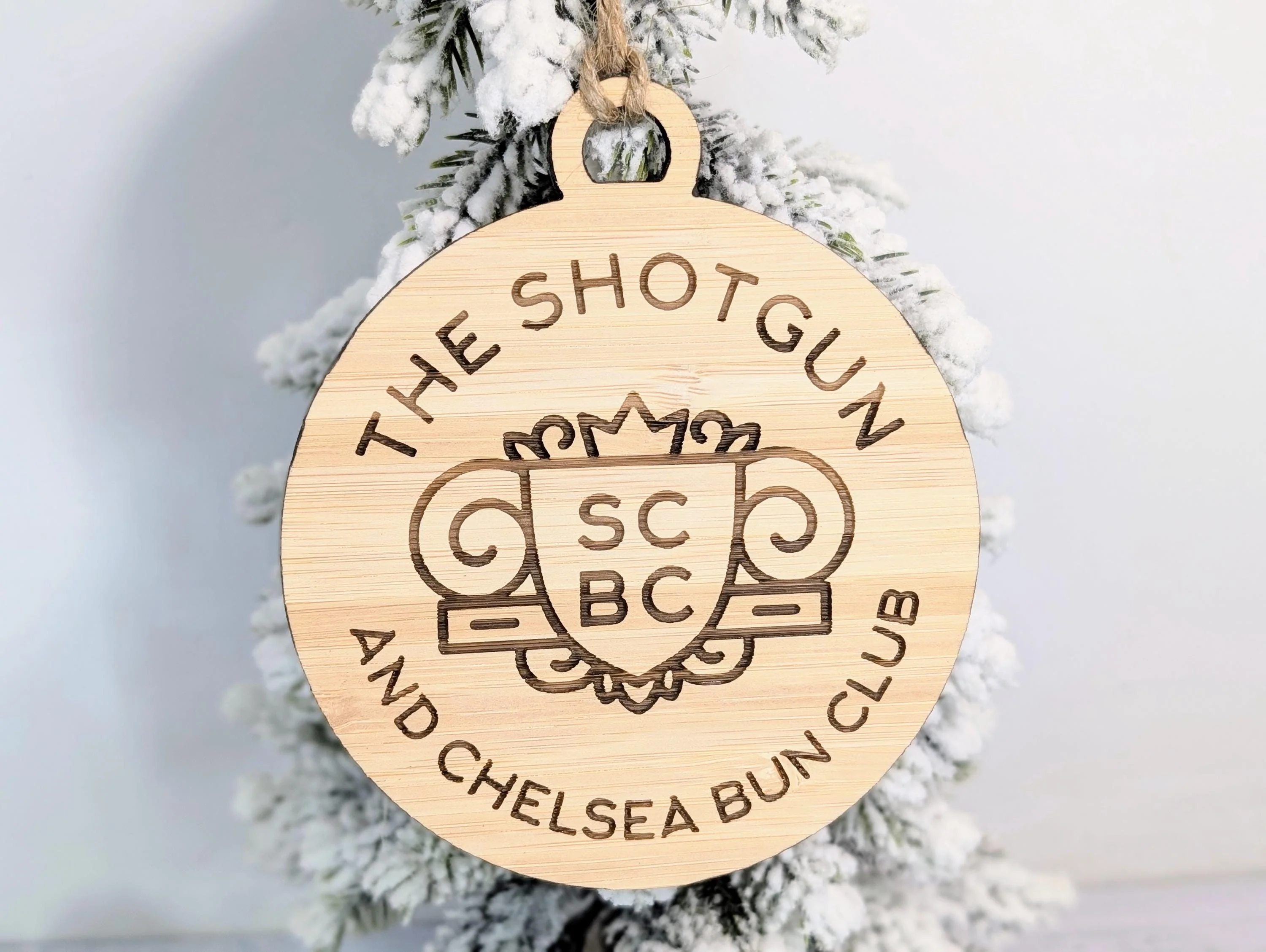Custom Logo Bauble for Organisations, Businesses - Engraved Bamboo Ornament - Corporate Christmas Tree Decoration - Bulk Options - Image 5