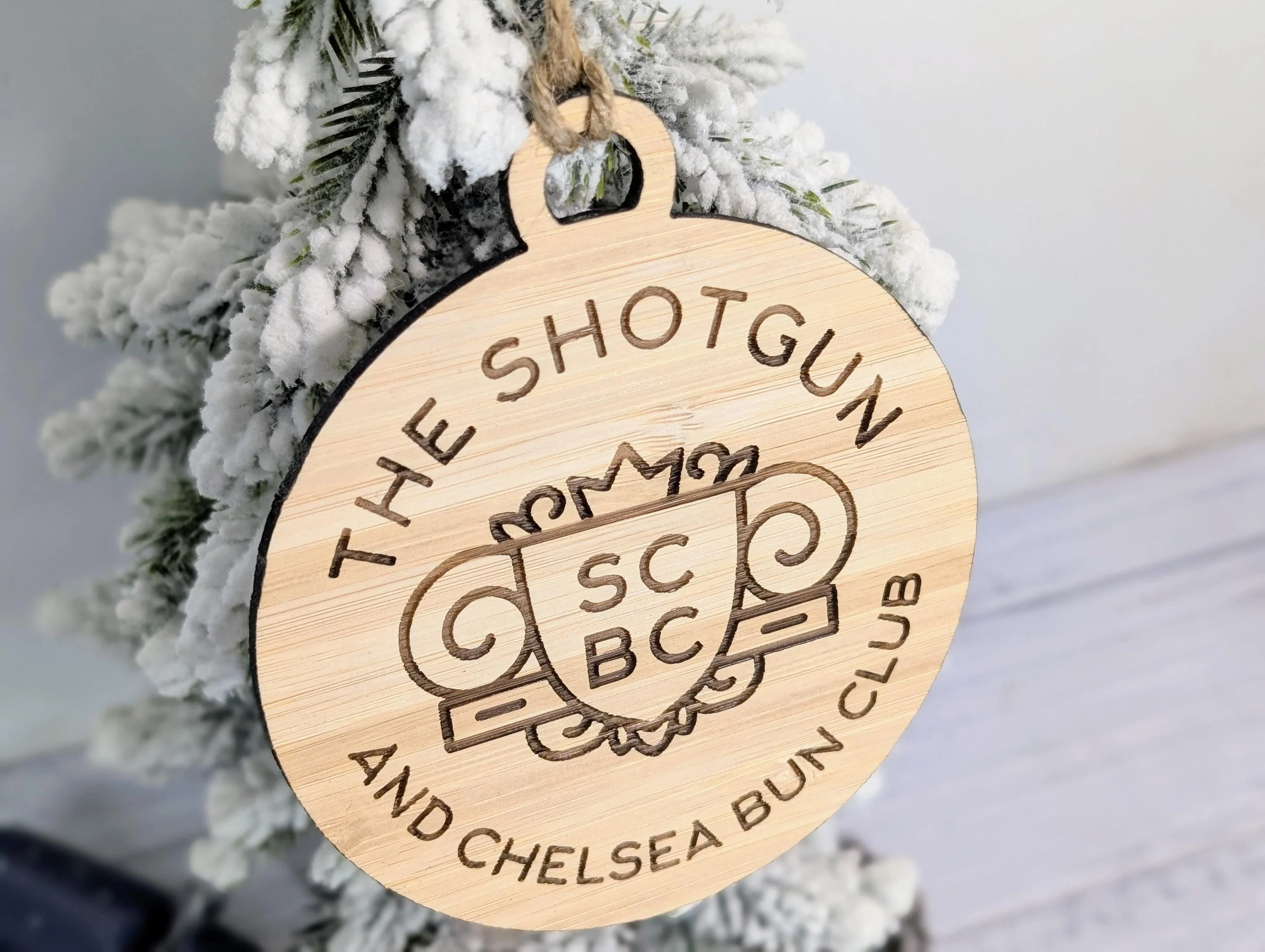 Custom Logo Bauble for Organisations, Businesses - Engraved Bamboo Ornament - Corporate Christmas Tree Decoration - Bulk Options - Image 7