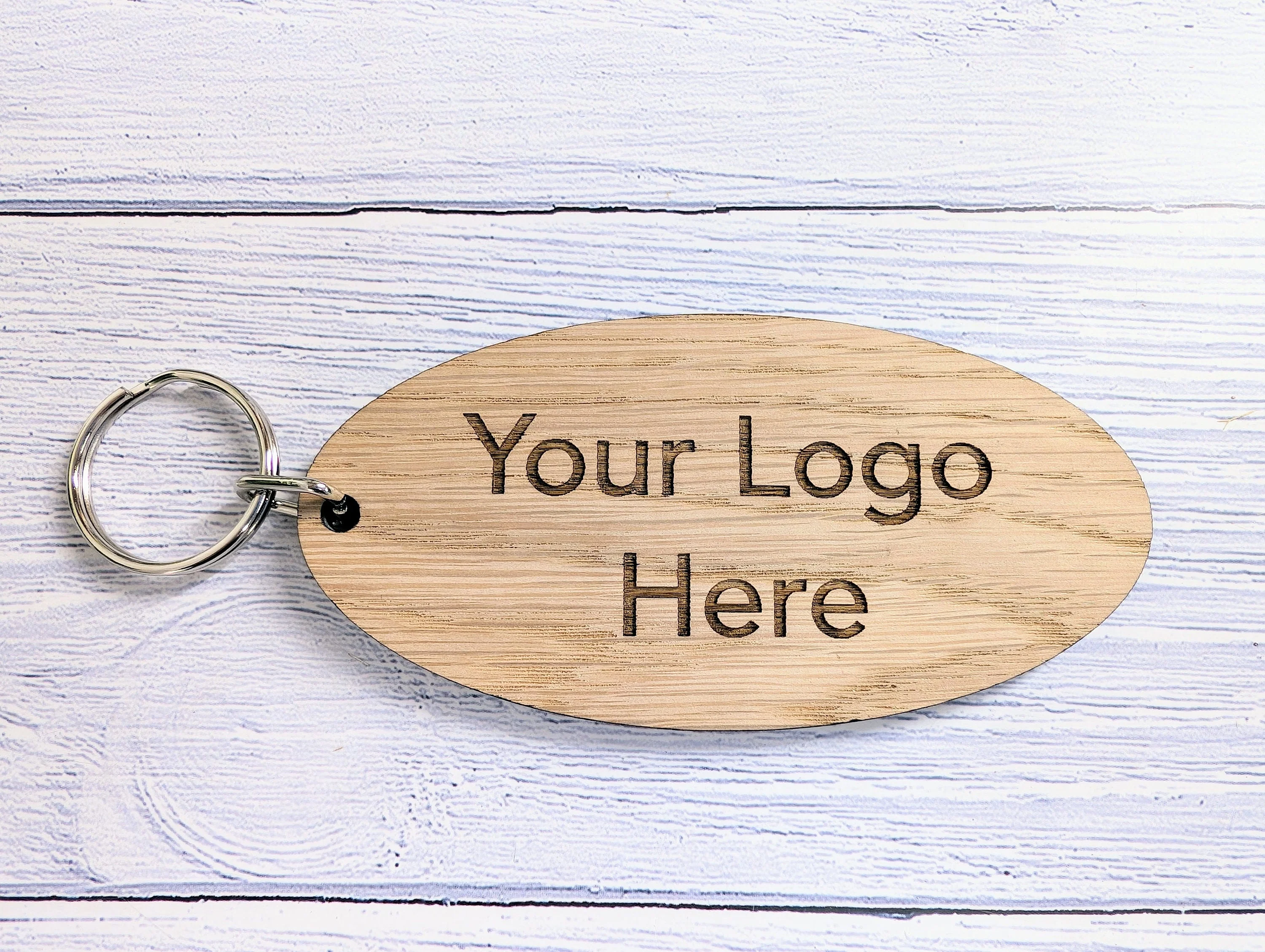 Custom Logo Double Sided Wooden Keyrings for Businesses, Charities & Clubs - Eco-Friendly Oak, Personalised, 100mm x 50mm Oval - Image 5