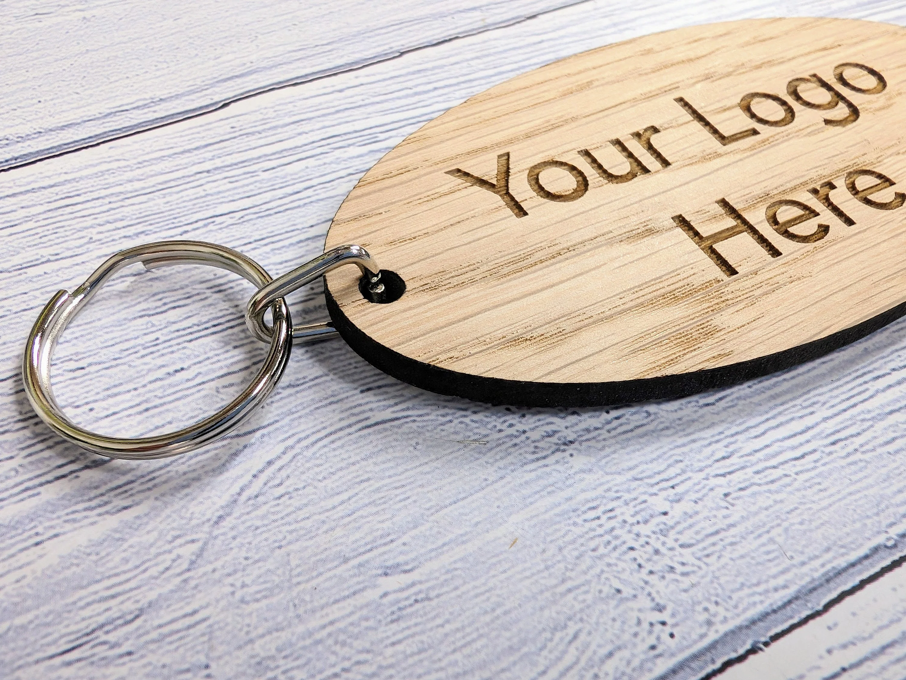 Custom Logo Double Sided Wooden Keyrings for Businesses, Charities & Clubs - Eco-Friendly Oak, Personalised, 100mm x 50mm Oval - Image 7