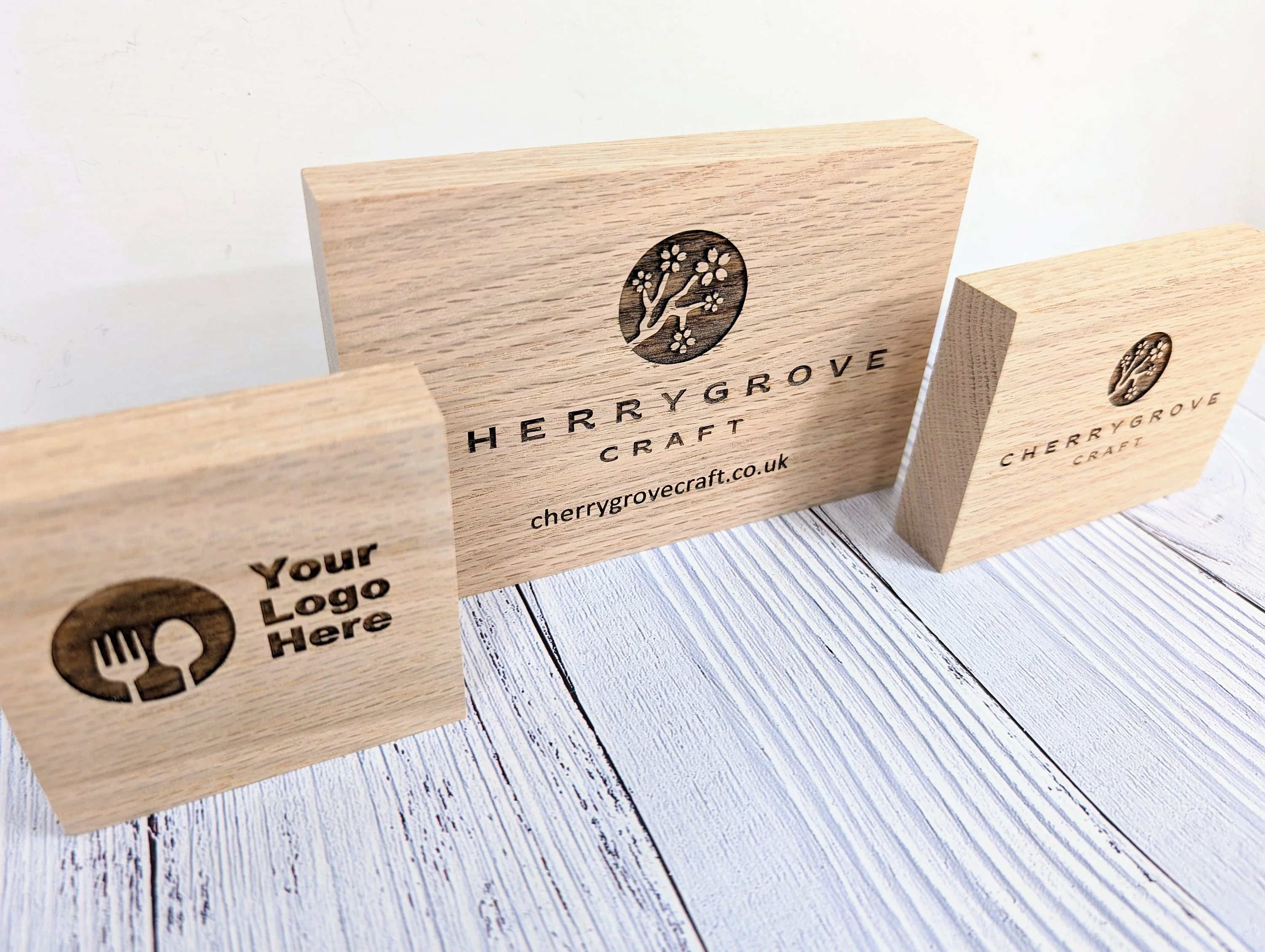 Custom Logo Oak Blocks - Freestanding Sign - Image 2
