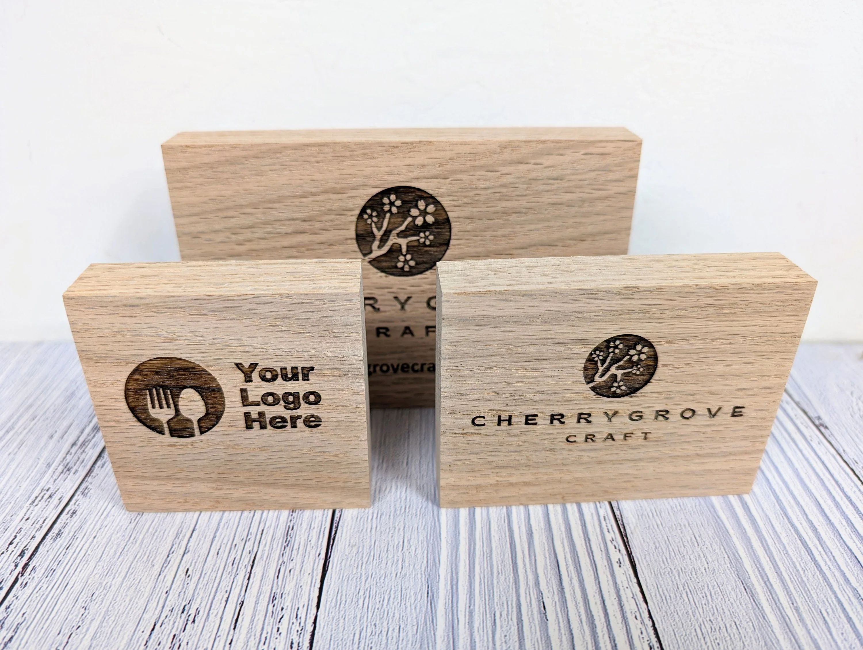 Custom Logo Oak Blocks - Freestanding Sign - Image 5
