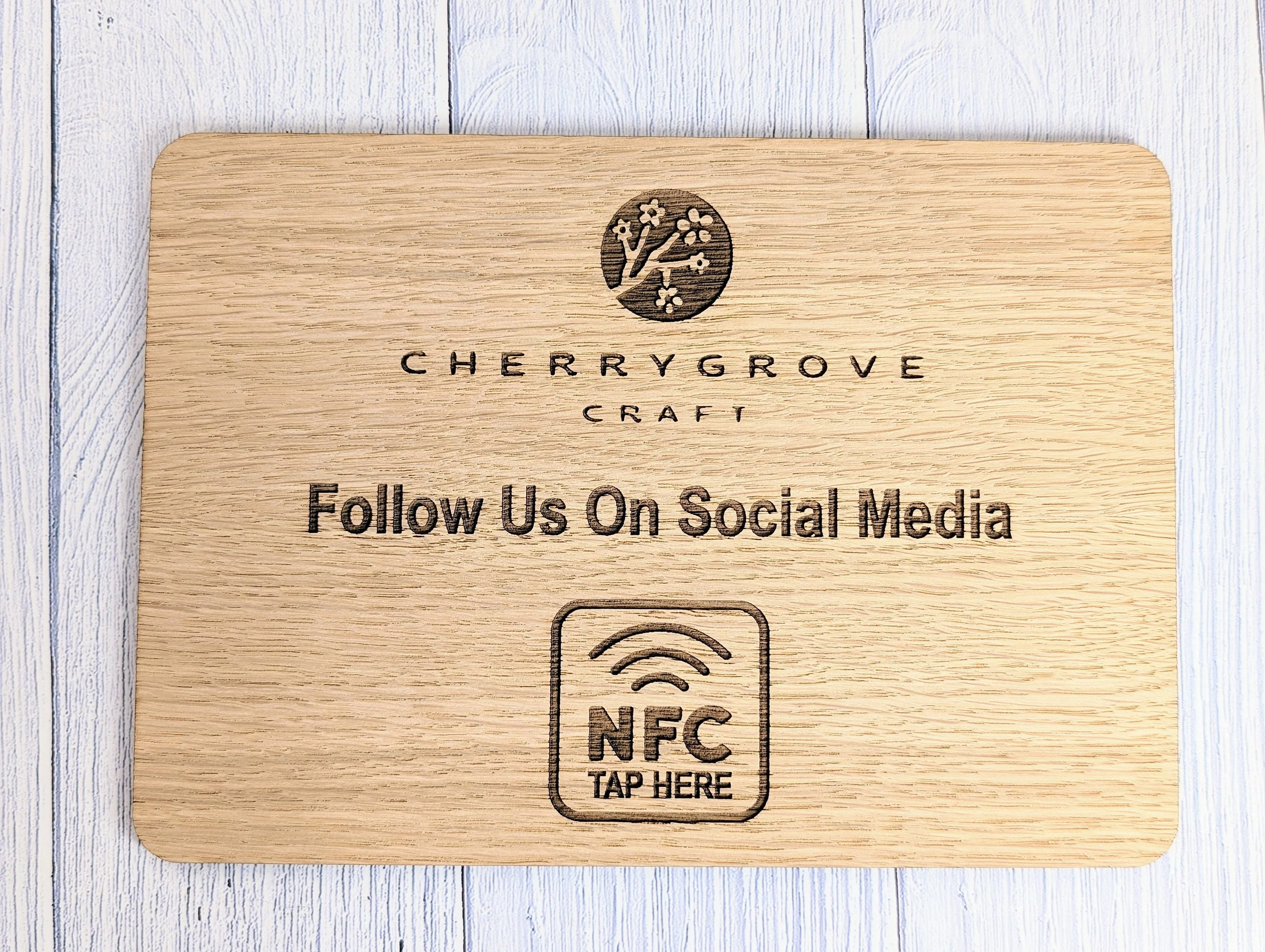Custom NFC 'Tap to Follow Us' Wooden Sign - Personalised Social Media Links - Image 5