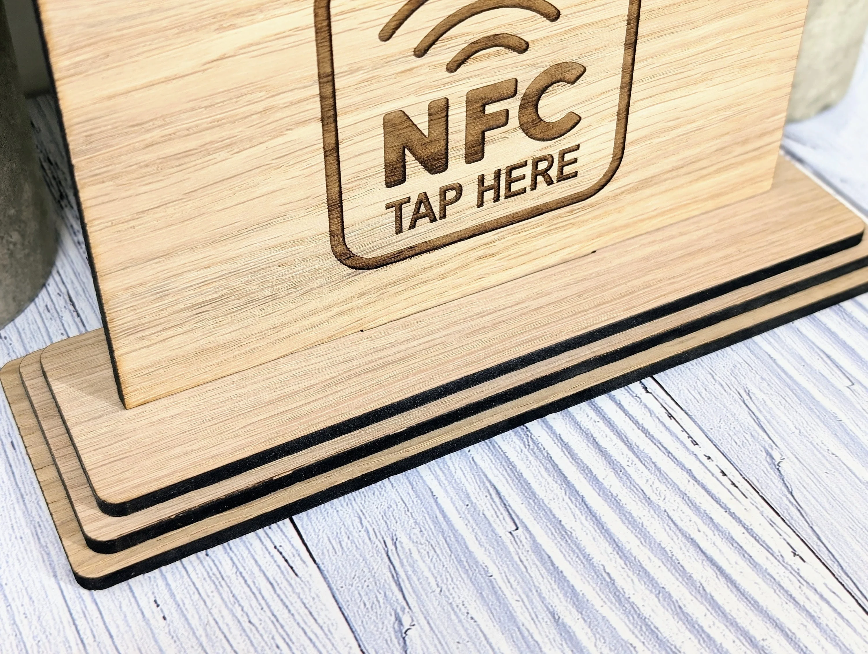 Custom NFC 'Tap to Follow Us' Wooden Sign - Personalised Social Media Links, Eco-Friendly, Freestanding, XL Size, Table Signage Extra Large - Image 7