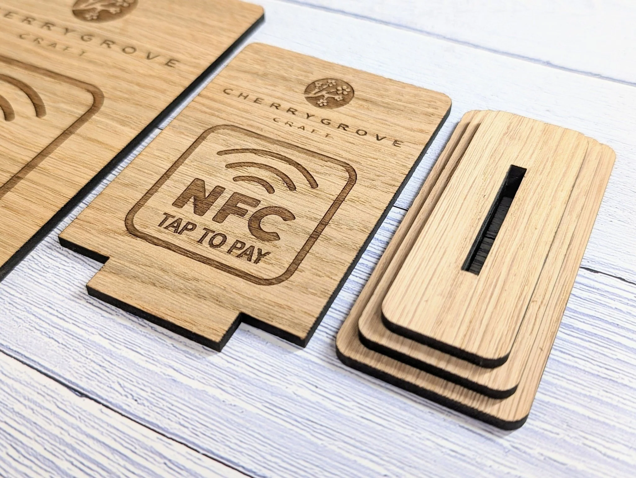 Custom NFC 'Tap to Pay' Wooden Sign - Personalised Logo, Eco-Friendly, Handmade in Wales, NFC tag, 2 Sizes, Signage - Image 4