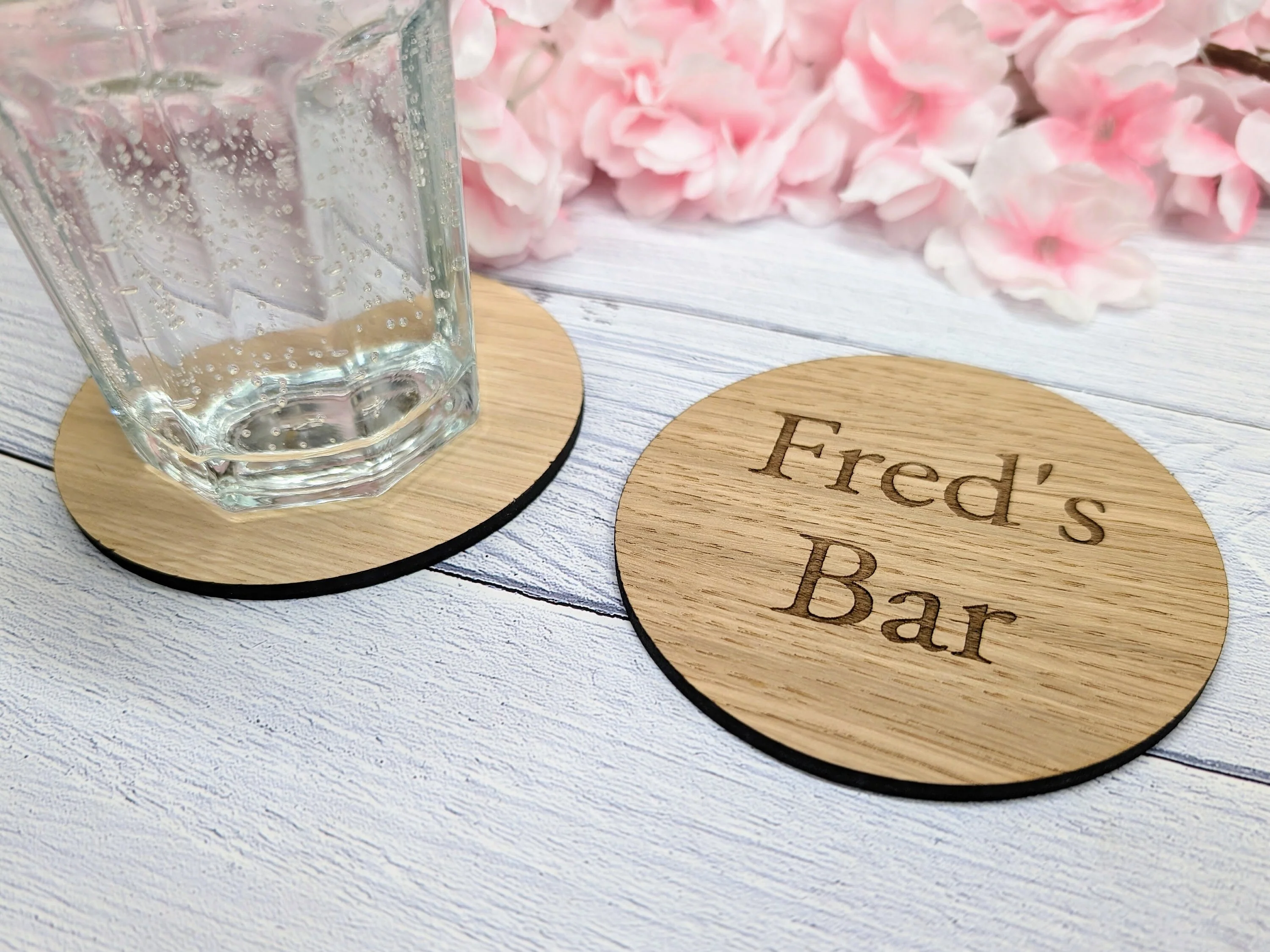 Custom Oak Veneer Round Coasters - Eco-Friendly Personalised Drink Coasters for Home Decor & Gifting, 100mm Diameter - Image 5