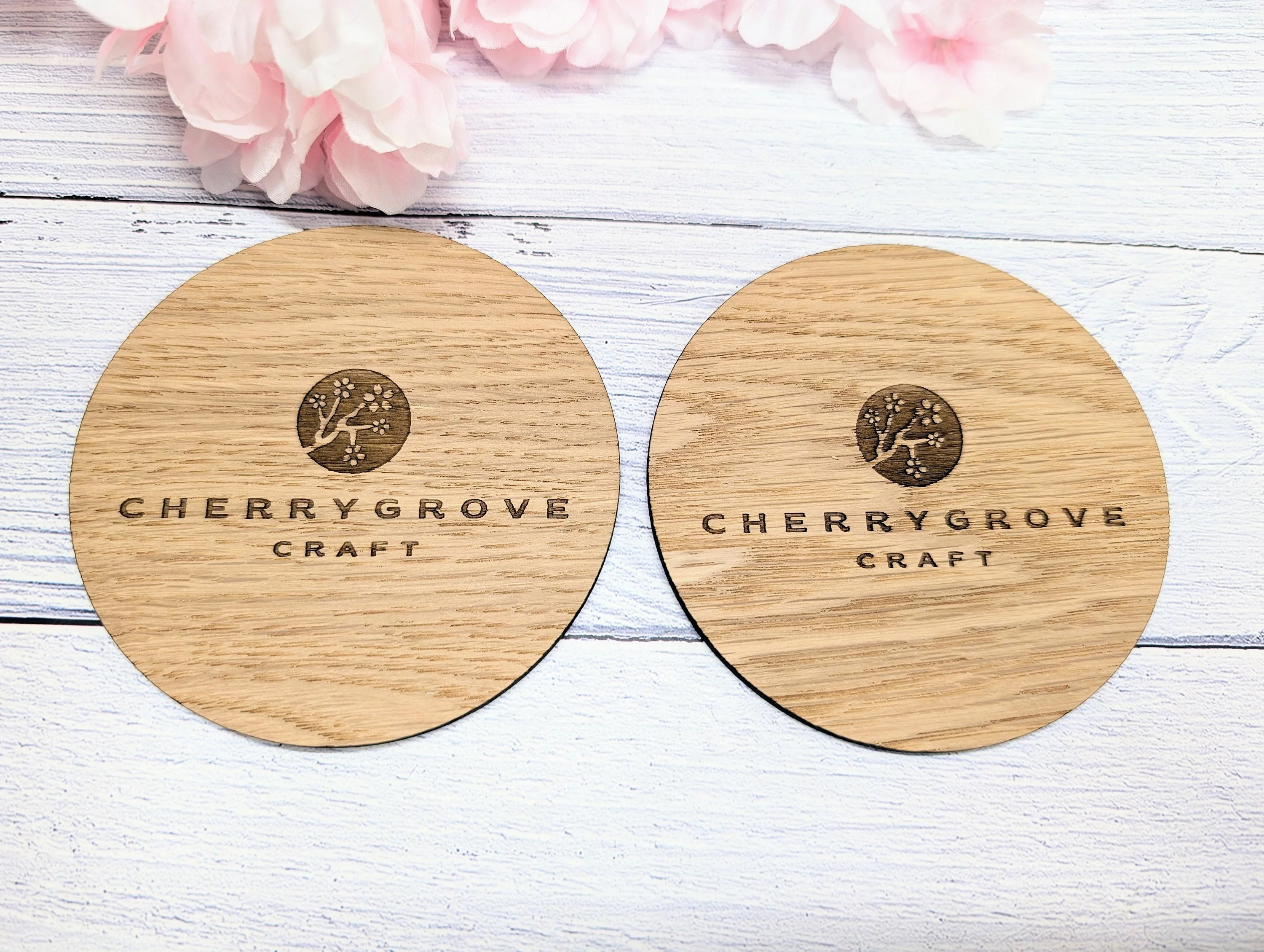 Custom Oak Veneer Round Coasters - Eco-Friendly Personalised Logo Drink Coasters for Business and Corporate Gifts, 100mm Diameter - Image 4