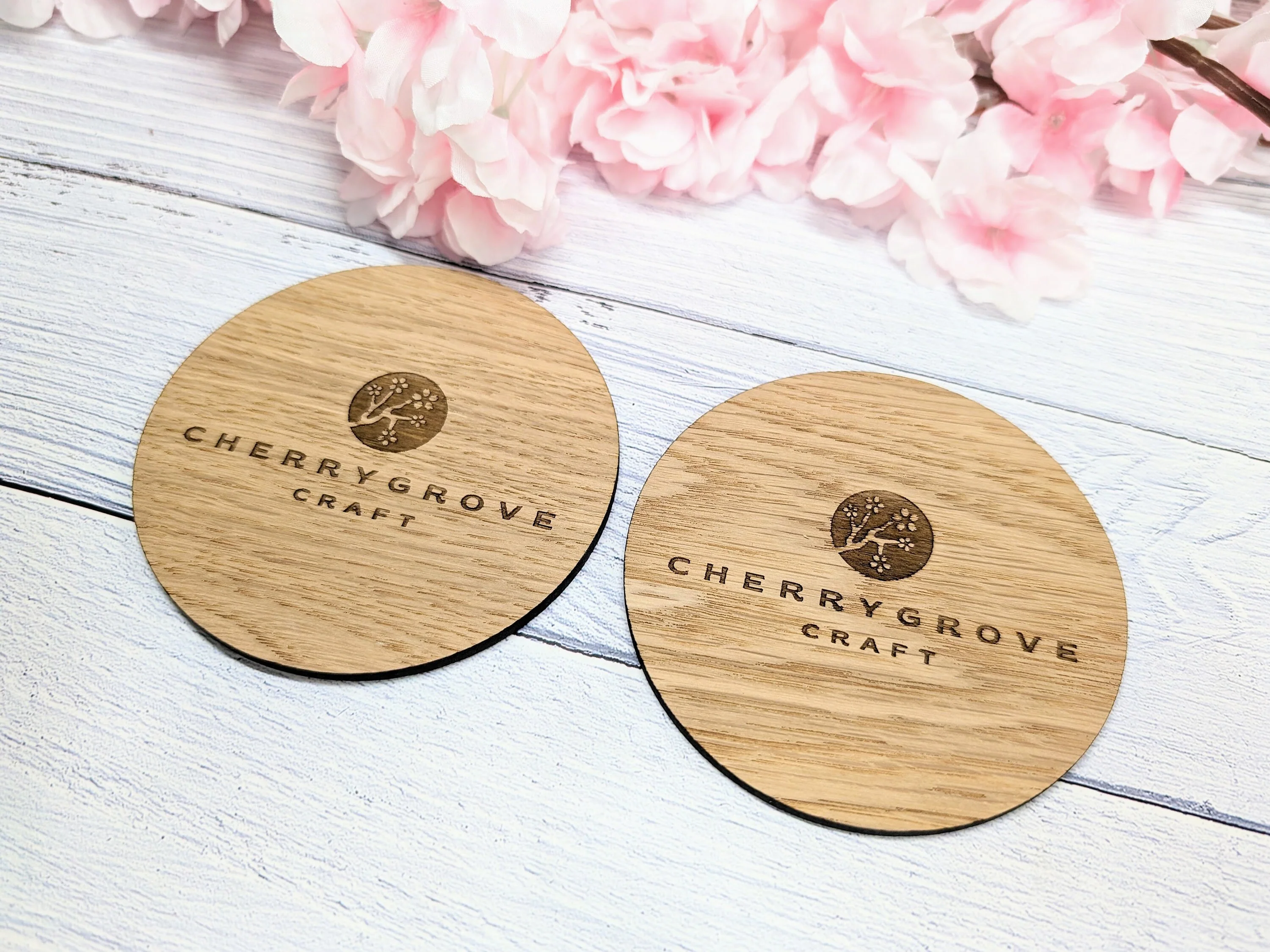 Custom Oak Veneer Round Coasters - Eco-Friendly Personalised Logo Drink Coasters for Business and Corporate Gifts, 100mm Diameter - Image 5