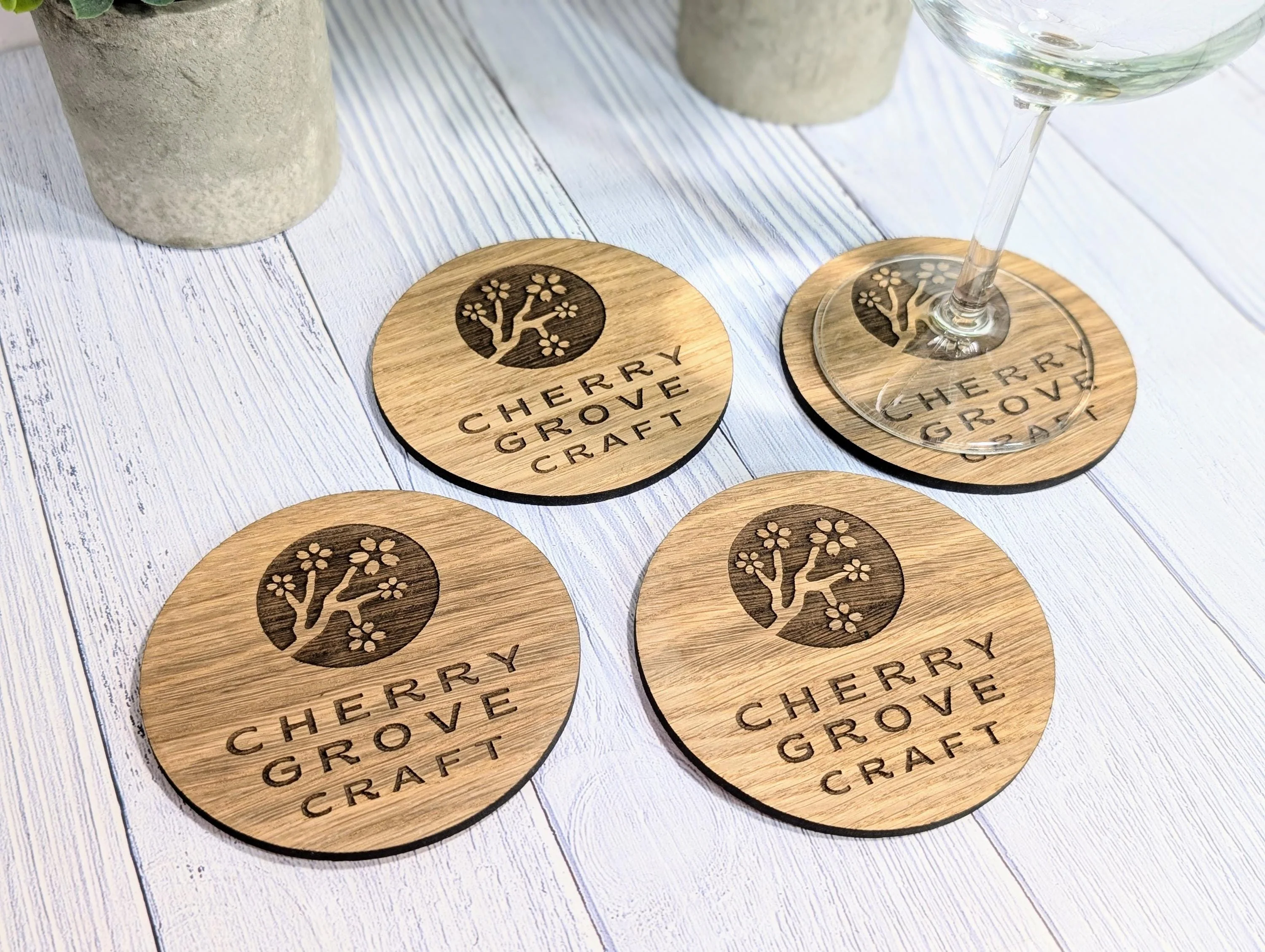 Custom Oak Veneer Round Coasters - Eco-Friendly Personalised Logo Drink Coasters for Business and Corporate Gifts, 100mm Diameter - Image 8