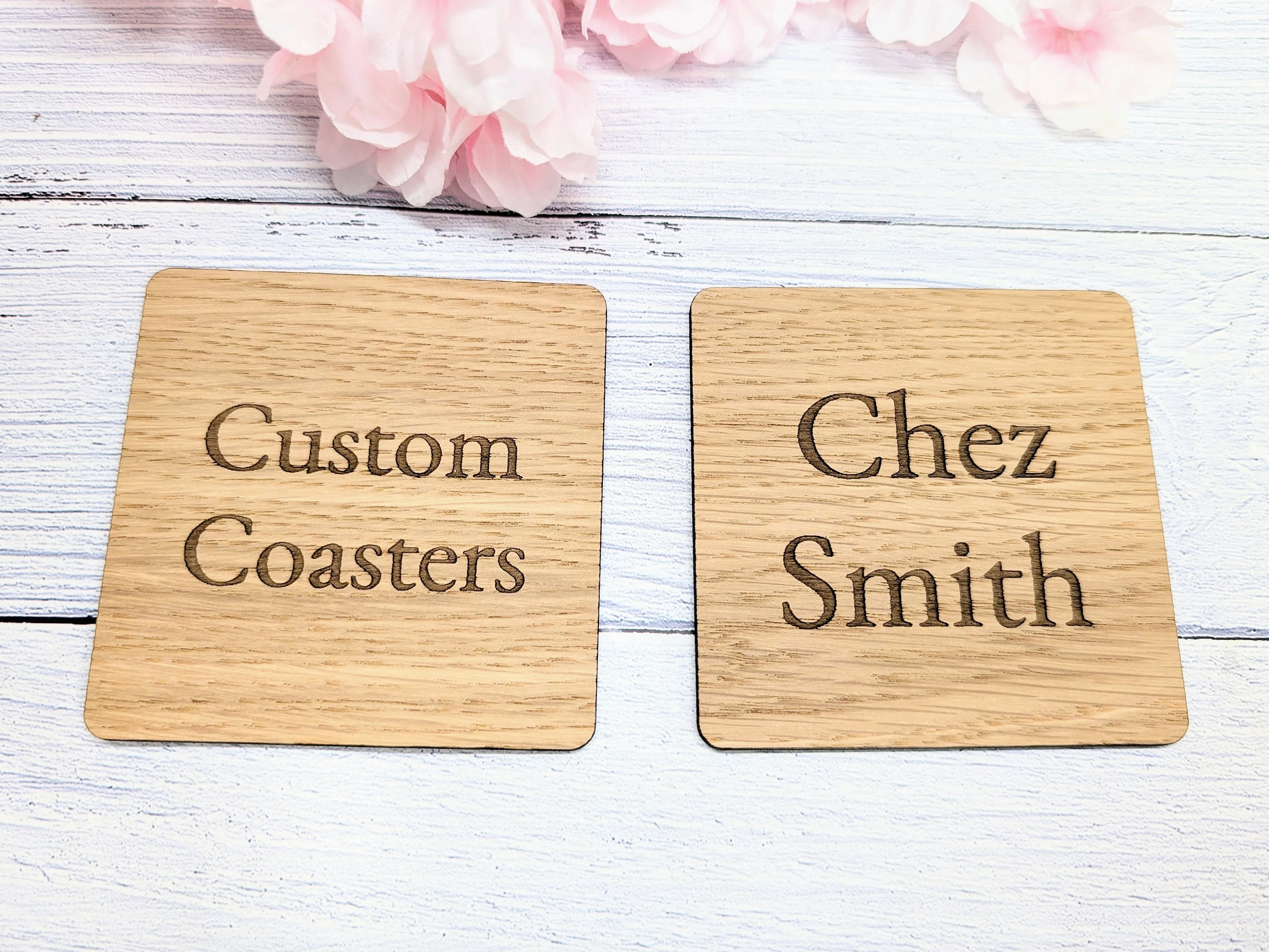 Custom Oak Veneer Square Coasters - Eco-Friendly Personalised Drink Coasters for Home Decor & Gifting, 90mm x90mm - Image 3