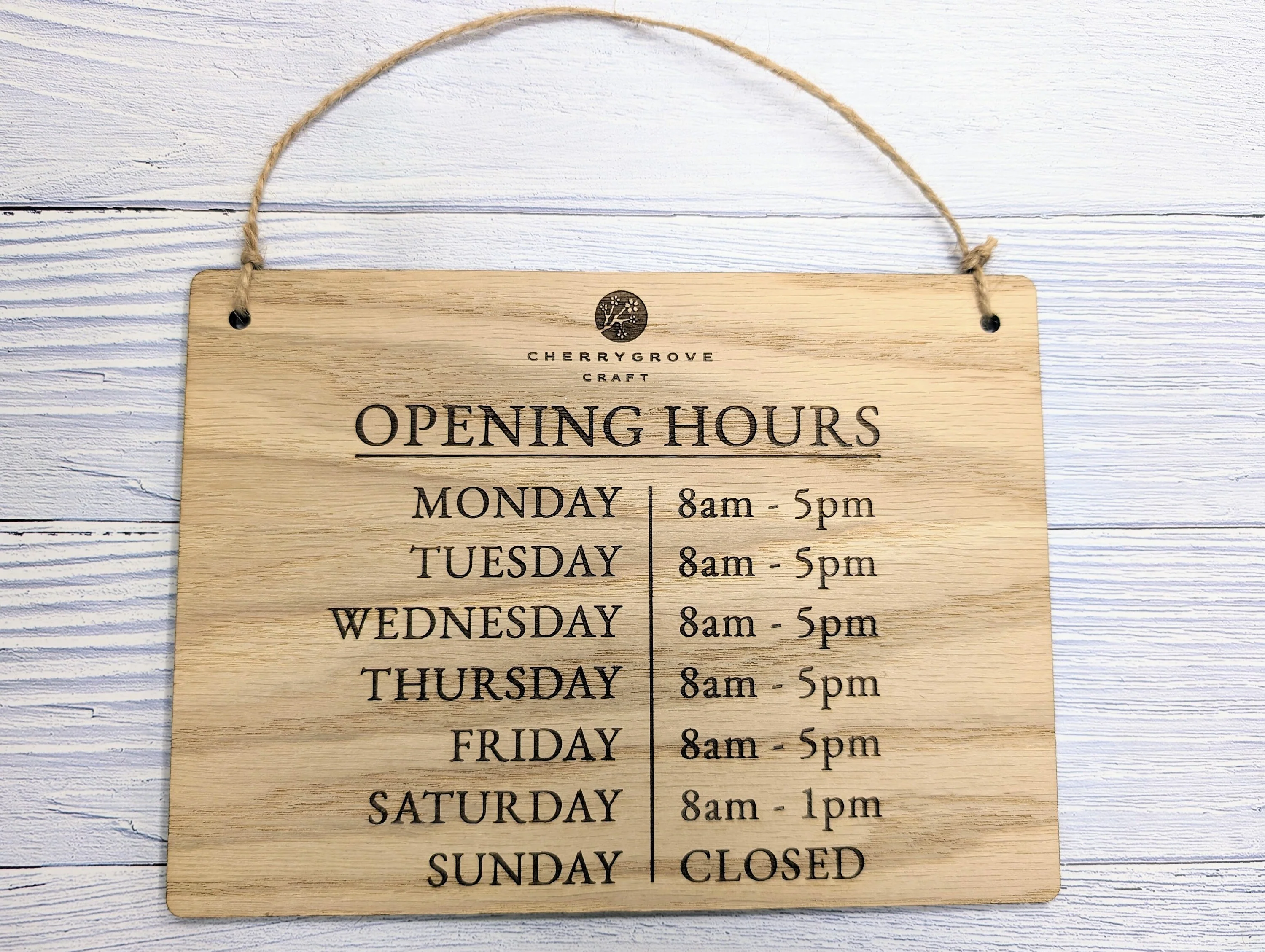 Custom Opening Hours Wooden Sign – Add Your Logo & Personalise Hours | Eco-Friendly Oak Veneer | Business Window Display | 4 Sizes - Image 2