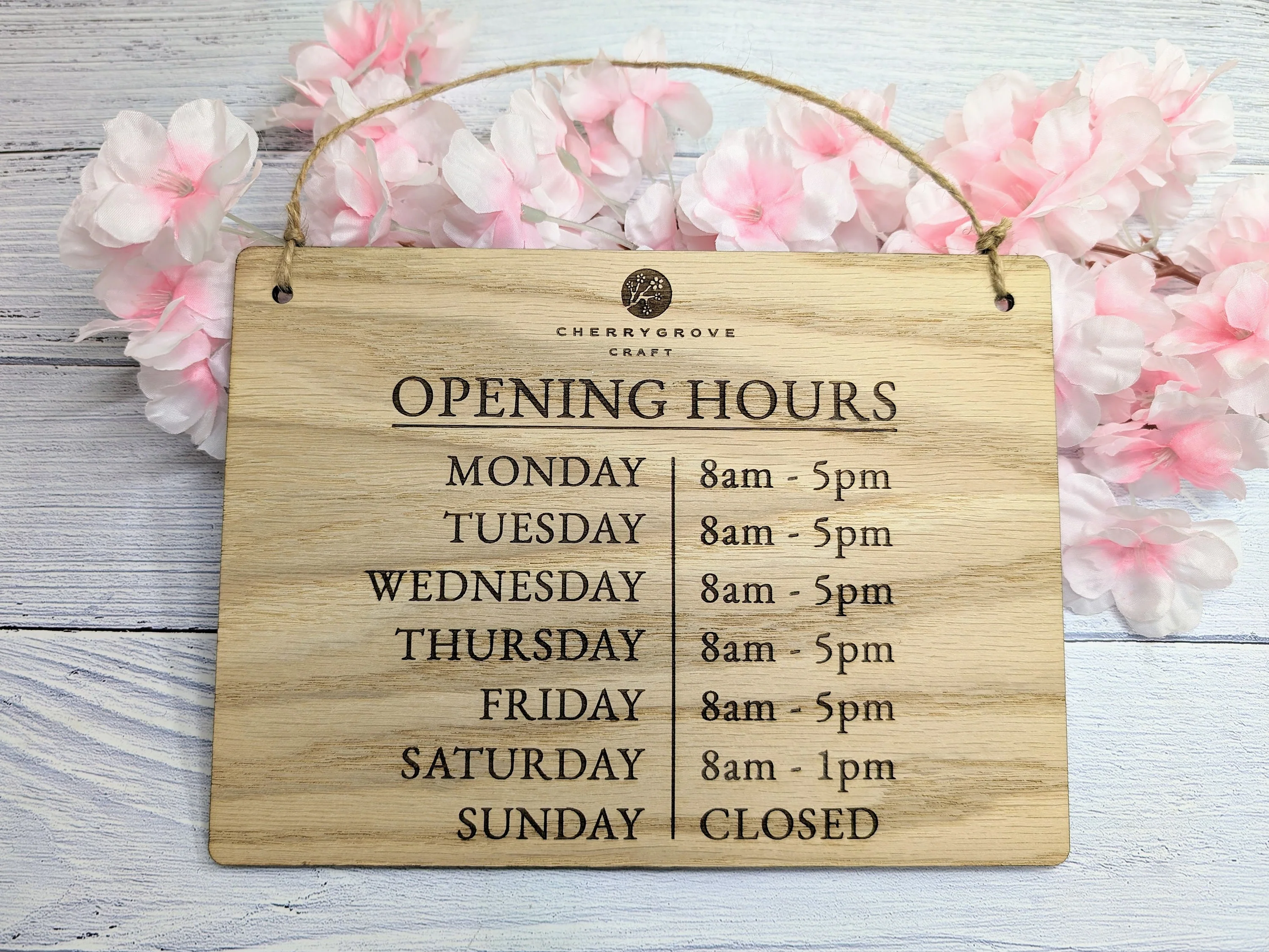 Custom Opening Hours Wooden Sign – Add Your Logo & Personalise Hours | Eco-Friendly Oak Veneer | Business Window Display | 4 Sizes - Image 3